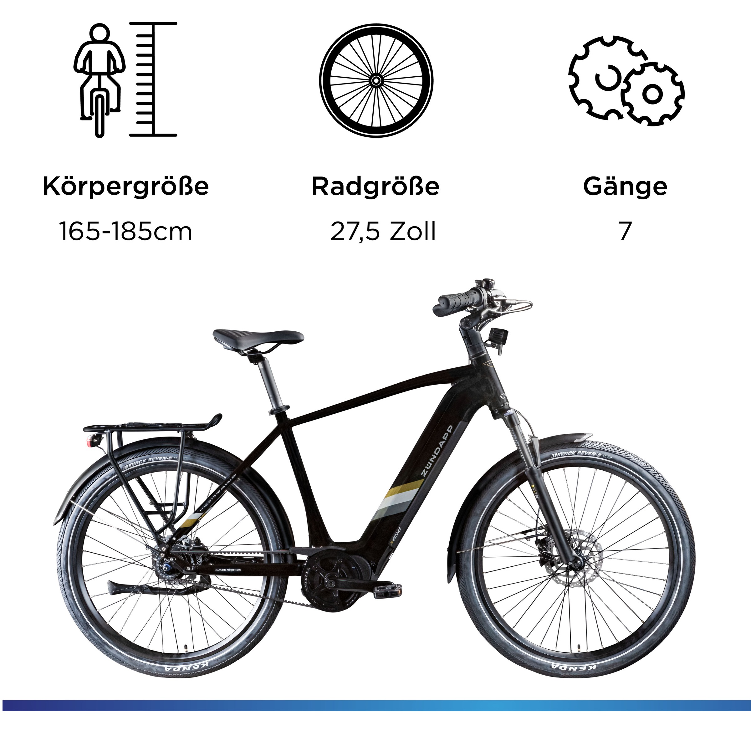 E-Bike ZÜNDAPP "X850" Gr. 53, schwarz, Elektrofahrräder, 53cm, 27,5 Zoll (69,85cm), Pedelec, Elektrofahrrad für Damen und Herren 2