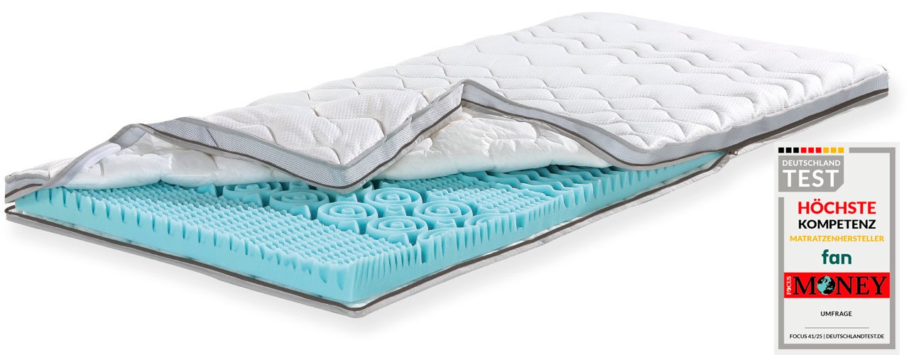 fan Topper "XXL Soft Plus, Premium Topper 90x200 cm,180x200 cm & weitere Größen" Matratze, Boxspringbett, Hausstauballergiker geeignet, ergonomisch