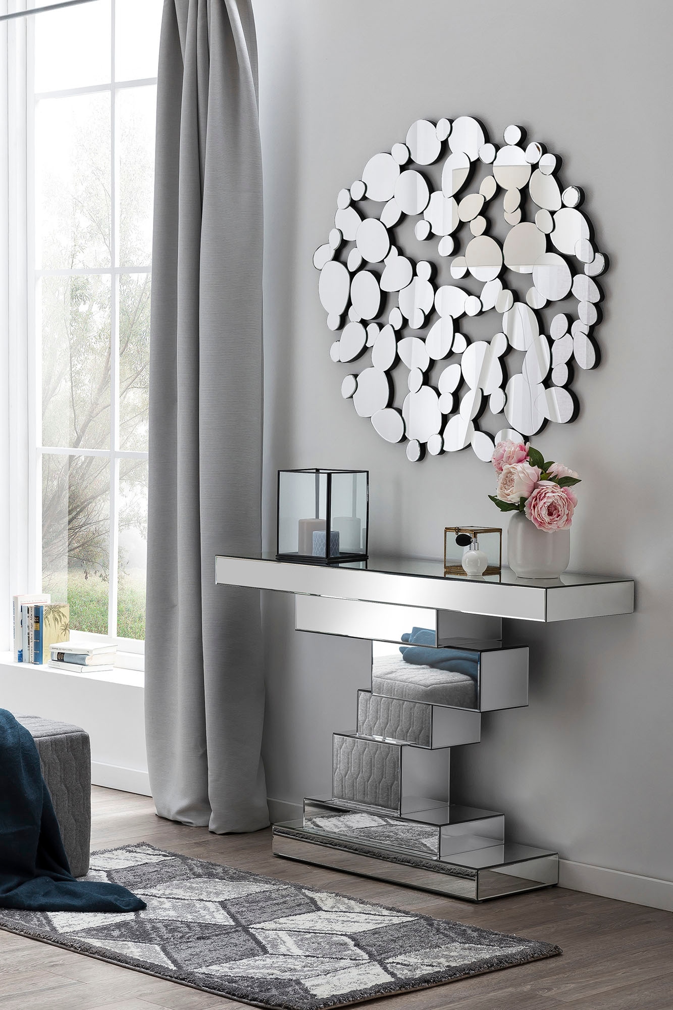 Wandspiegel mit Spiegel-Plexiglas, Zerrspiegel konkav oder konvex von