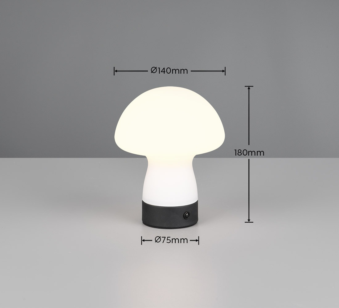 REALITY Leuchten LED Tischleuchte »DOOLEY, Akku LED Tischlampe aus Glas, Höhe 18 cm Ø 14cm, IP20 1,5W LED«, 1 flammig, Leuchtmittel LED-Board | LED fest integriert, 140 Lumen 3000K warmweiß, Touchdimmer, USB-Ladeanschluss