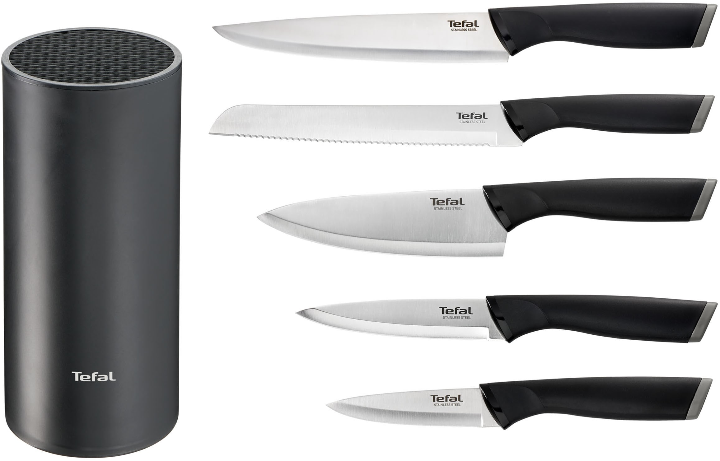 Tefal Messerblock »Comfort« 6 tlg. Universeller Messerblock, Edelstahl Klingen, ergonomischer Griff