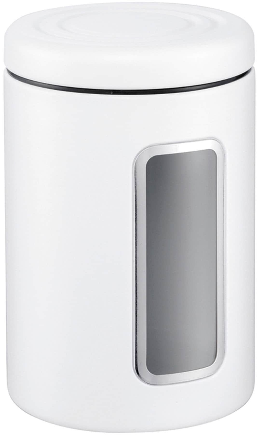 WESCO Vorratsdose "Classic Line", B:12,5cm H:18,9cm, weiß, Lebensmittelaufbewahrungsbehälter, Deckel mit Kunststoffring / Sichtfenster aus Acryl, 2 L