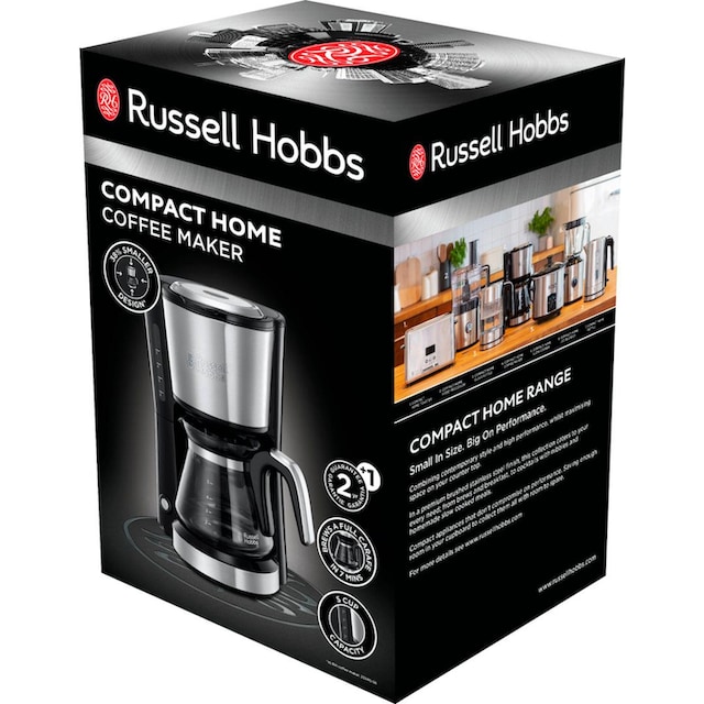 RUSSELL HOBBS Filterkaffeemaschine »Compact Home 24210-56«, 0,62 l  Kaffeekanne, Permanentfilter, 1x2, Platzsparendes Design für kleine  Haushalte oder Küchen online kaufen | BAUR