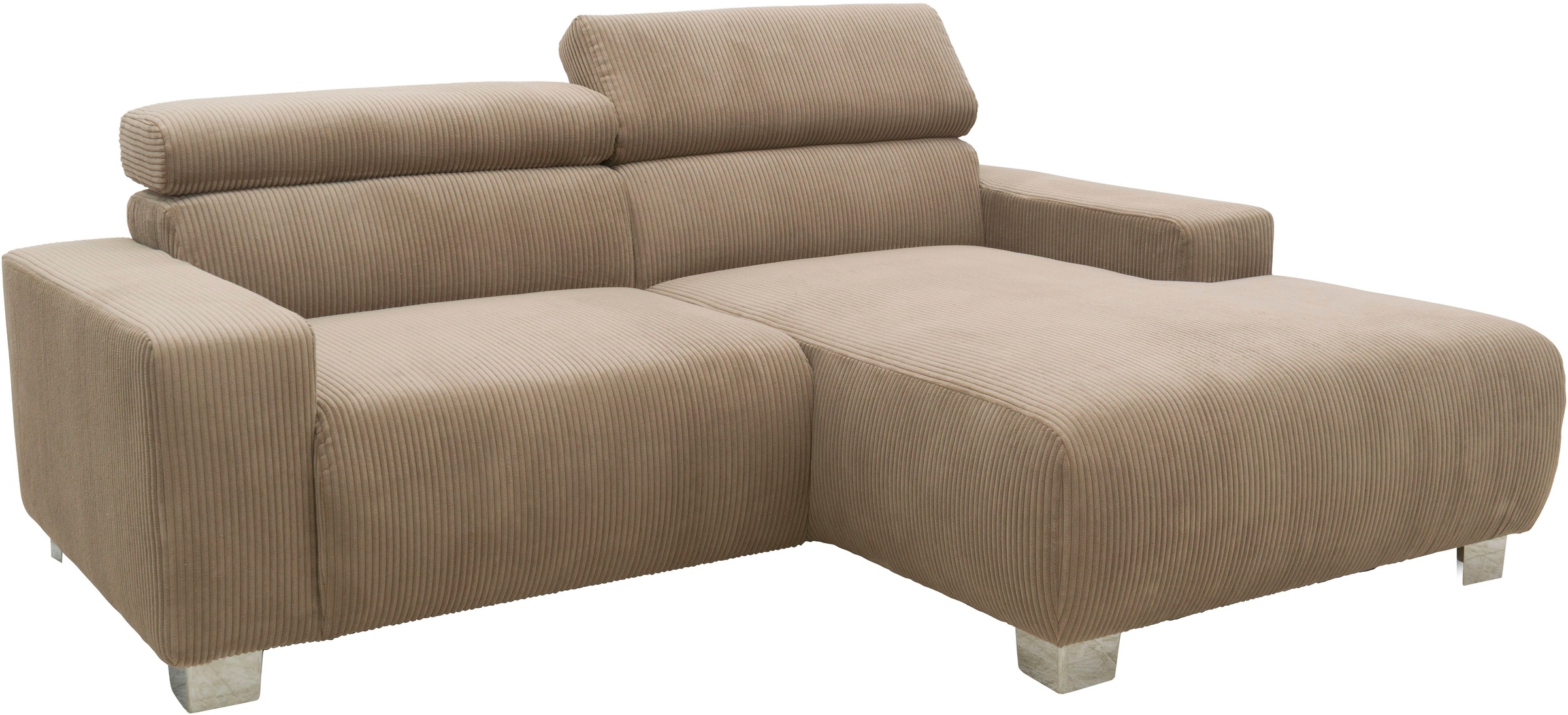 DOMO collection Ecksofa »100030 inkl. Kopfteilverstellung, guter Sitzkomfort, Cordbezug, L-Form«, mit komfortabler Wellenunterfederung, ideal für kleine Räume