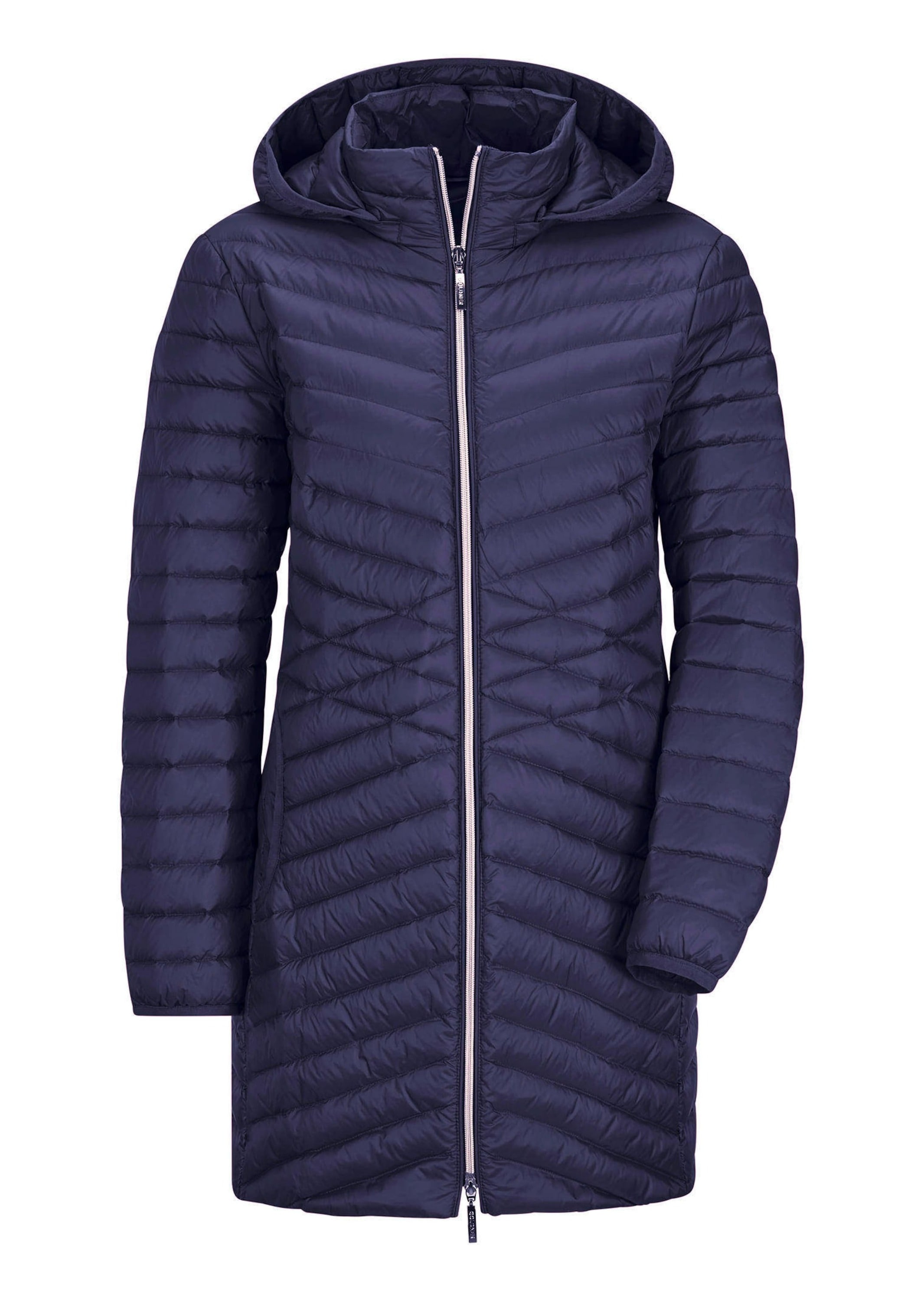 GOLDNER Winterjacke "Gefütterter langer Mantel mit Kapuze" mit femininer Steppung