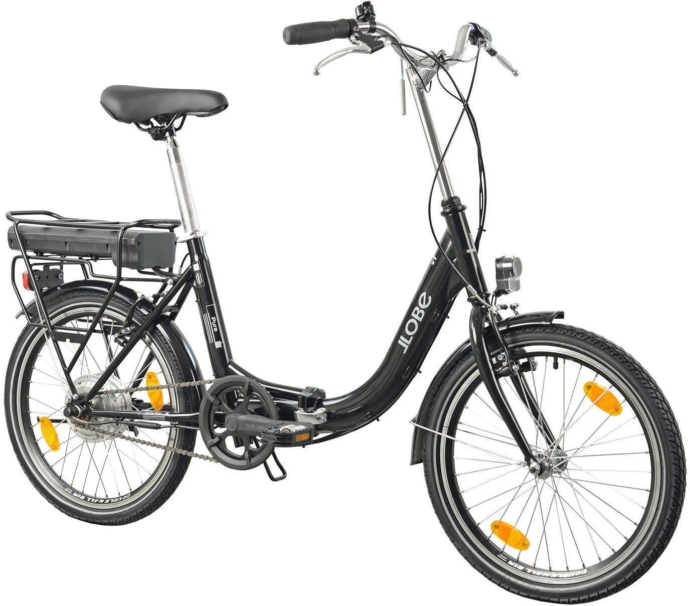 LLobe E-Bike »Elektro Faltrad 20" Pure schwarz«, Heckmotor 250 W