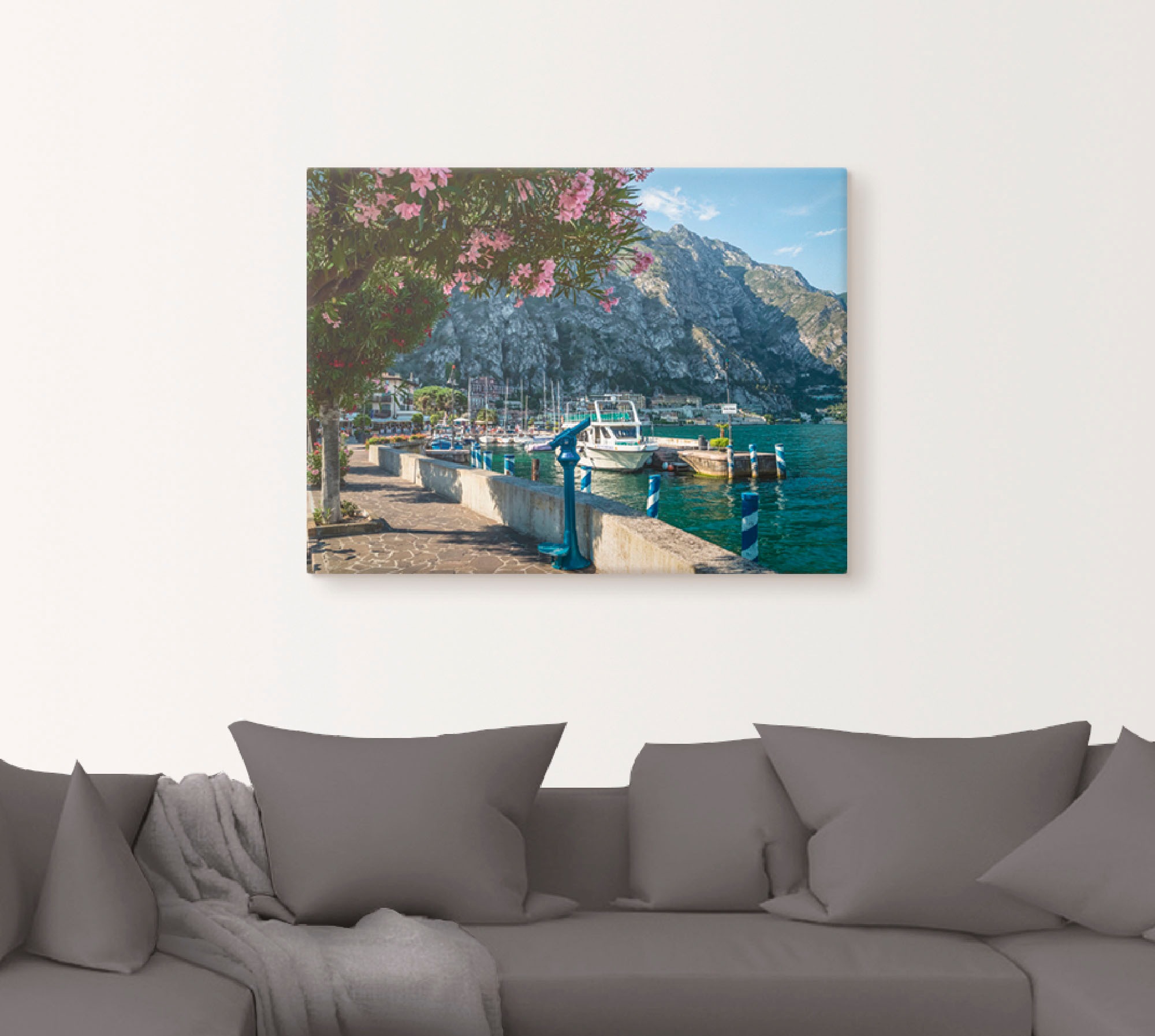 Artland Leinwandbild »Gardasee Hafen Limone sul Garda I«, Europa, (1 St.), auf Keilrahmen gespannt