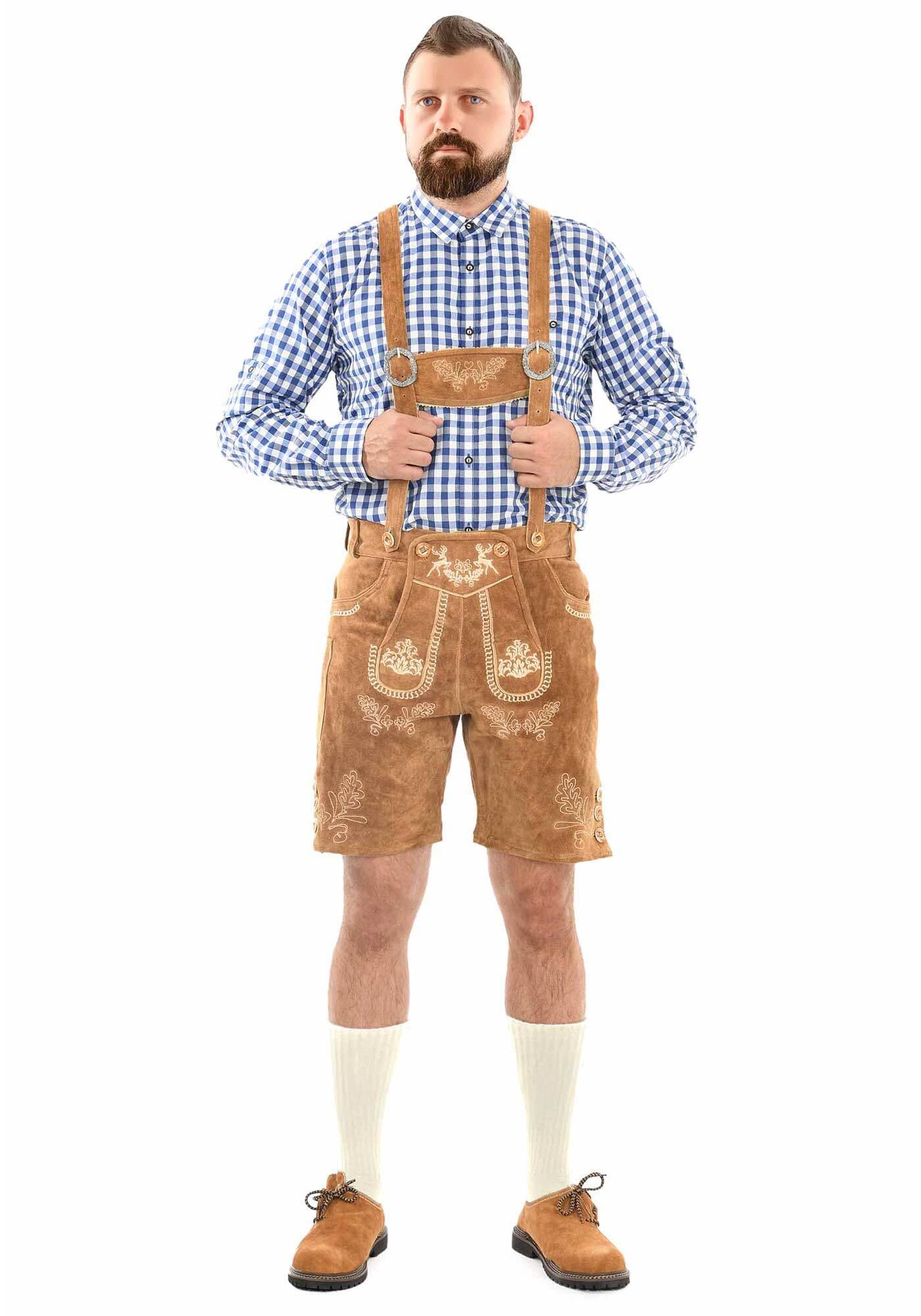 Alessandro Salvarini "ASFerdl" Lederhose in Trachtenstil in kurzer Schnittform aus Echtleder