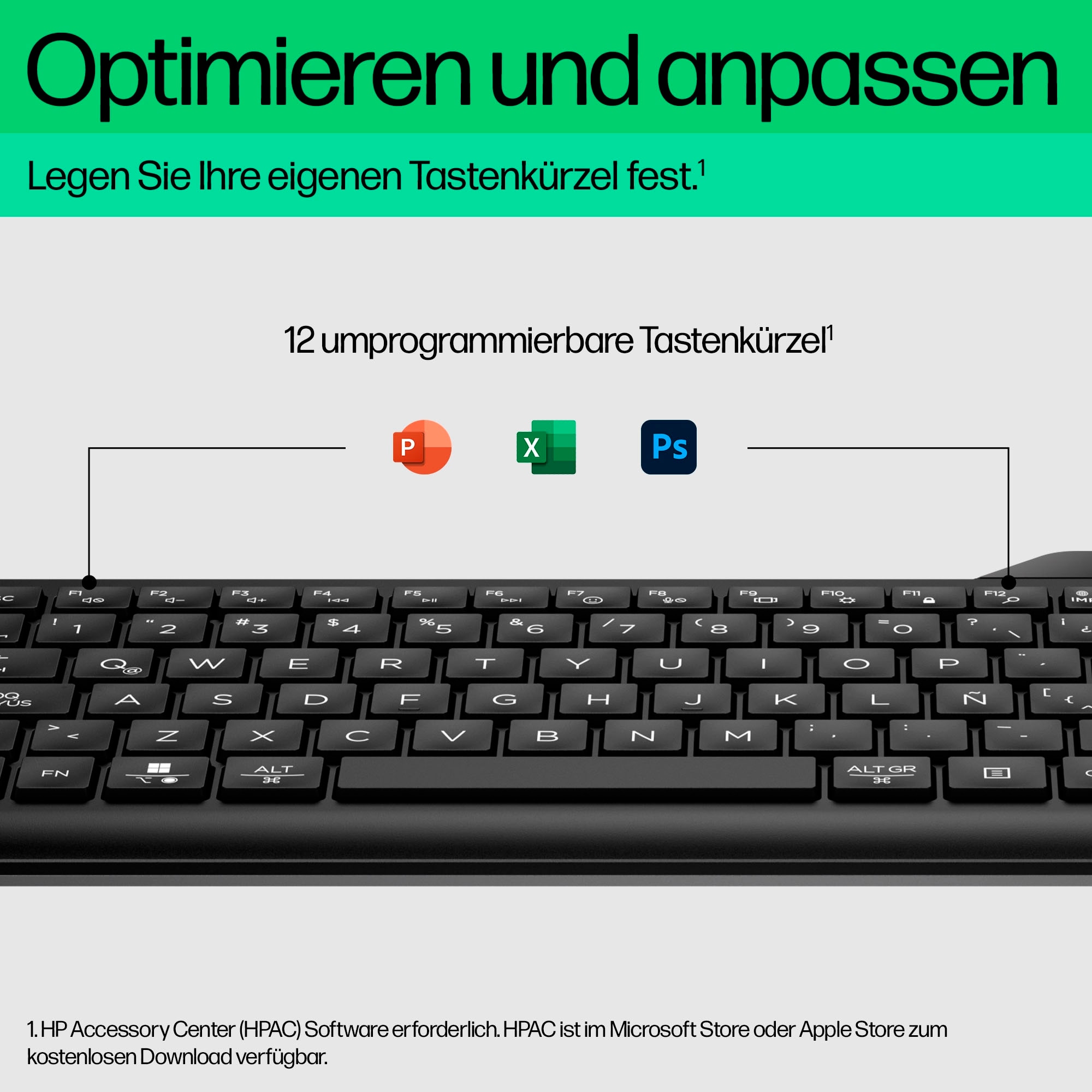 HP Wireless-Tastatur »460«, (Fn-Tasten-Ziffernblock-Windows-Sperrtaste)