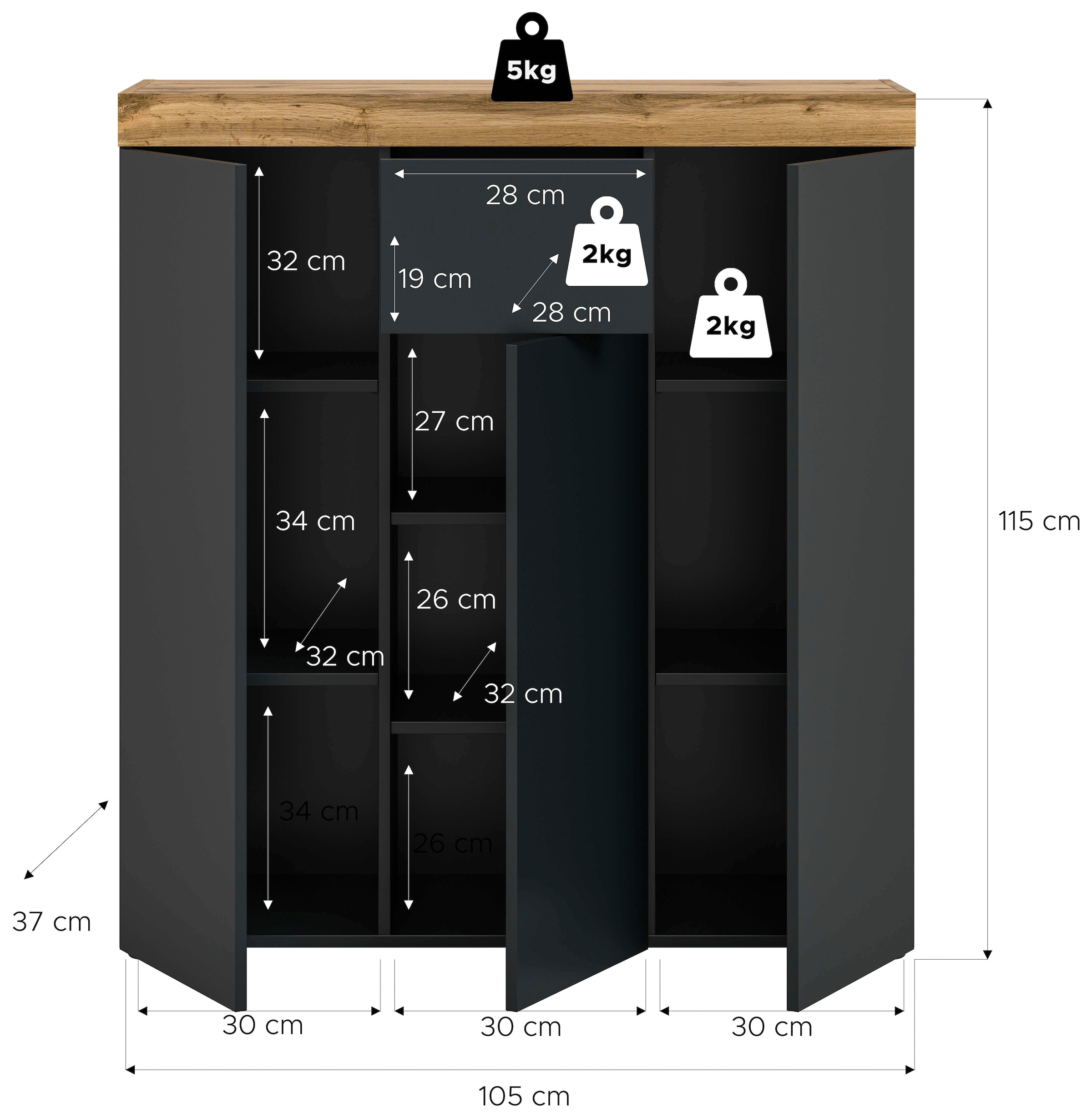 OTTO home Highboard »MAMBO, TOPSELLER!, Breite 105cm, 3 Türen, 1 Schubkasten, 9 Fächer« 1 Stk. tlg. Kommode, Sideboard, Wohnzimmer, Schlafzimmer