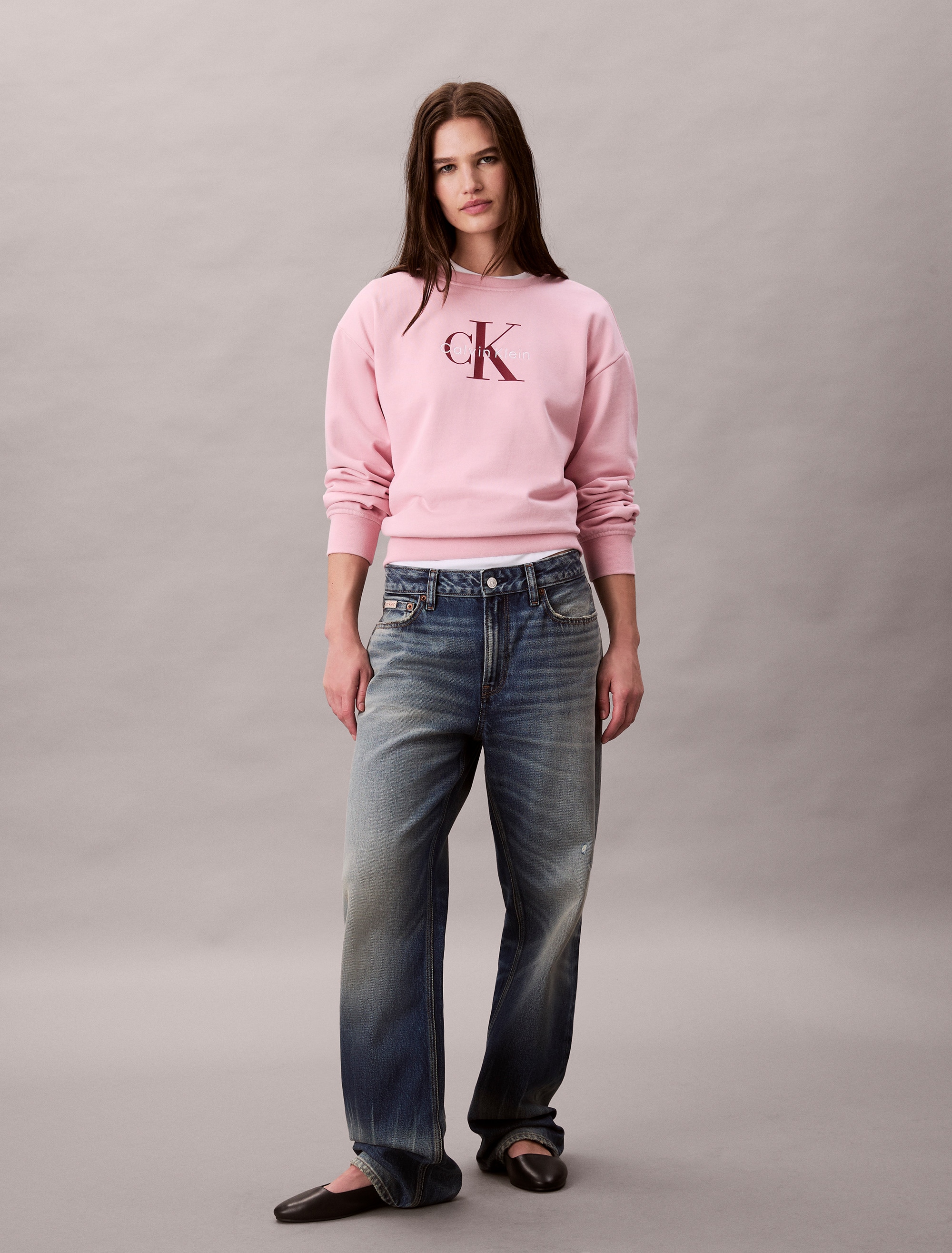 Calvin Klein Jeans Sweatshirt »LS MNLG FRNCH TRRY R«, Mit Rundhalsausschnitt