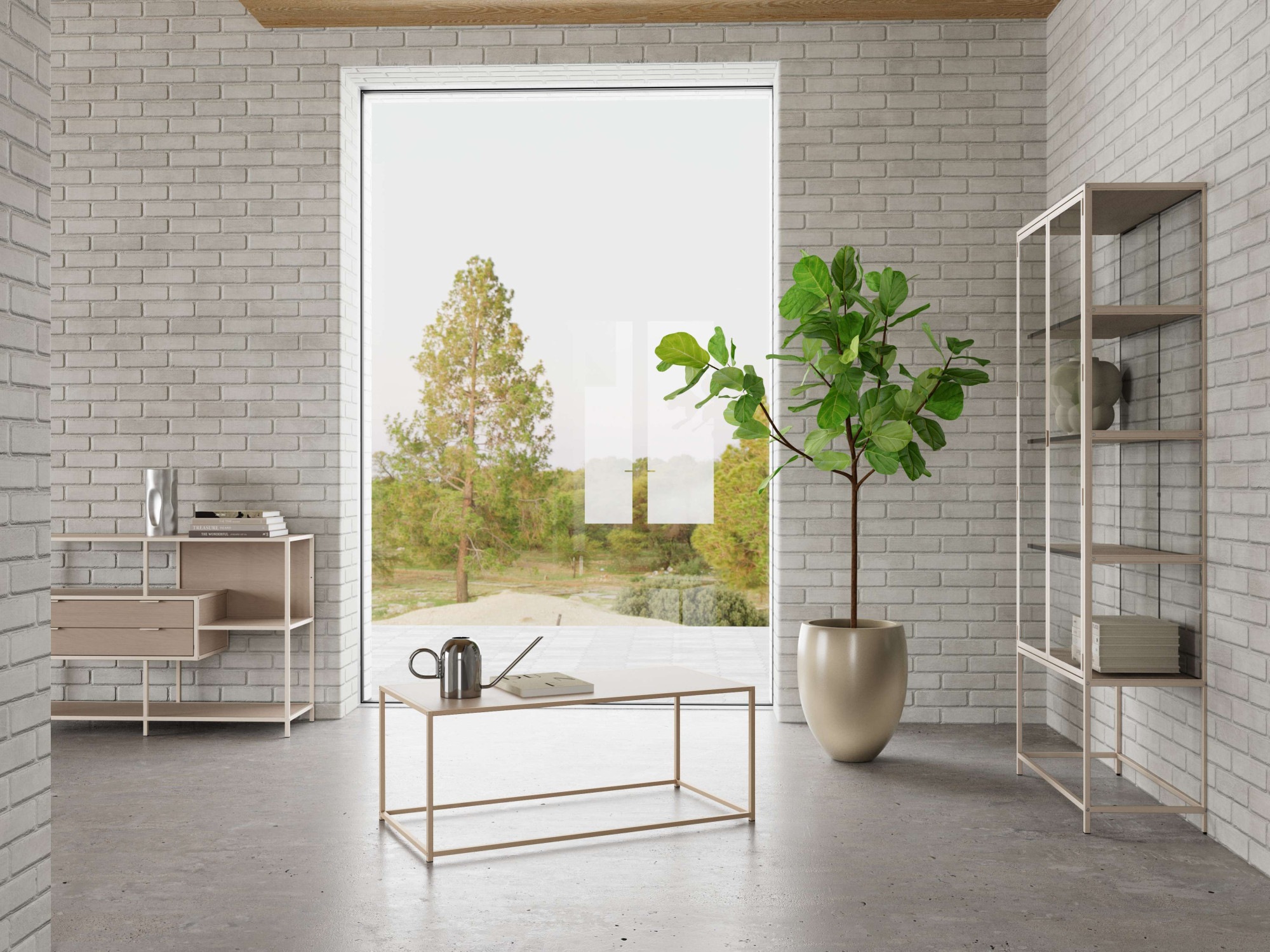 ACTONA GROUP Glasvitrine »Seaford, Vitrine« Vitrine, grauer Stahl, Oberboden und 4 Einlegeböden, 77x 35 x 185,6 cm