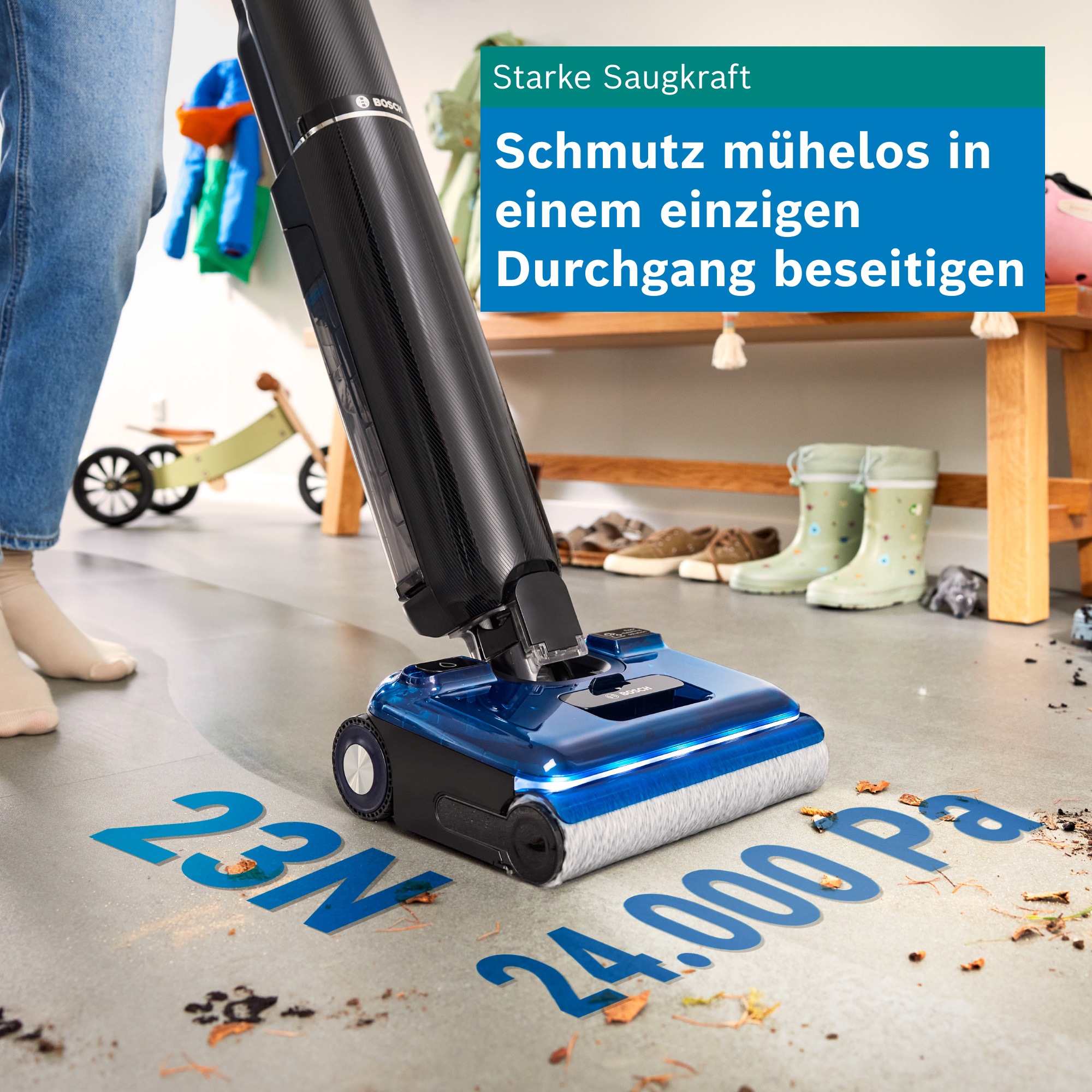 BOSCH Nass-Trocken-Sauger »OneFlow Serie 6 BHF61BM/BHF61BS, Selbstreinigung, 24.000 PA Saugkraft« Saugen & Wischen in einem, Anti-Haarverwicklung