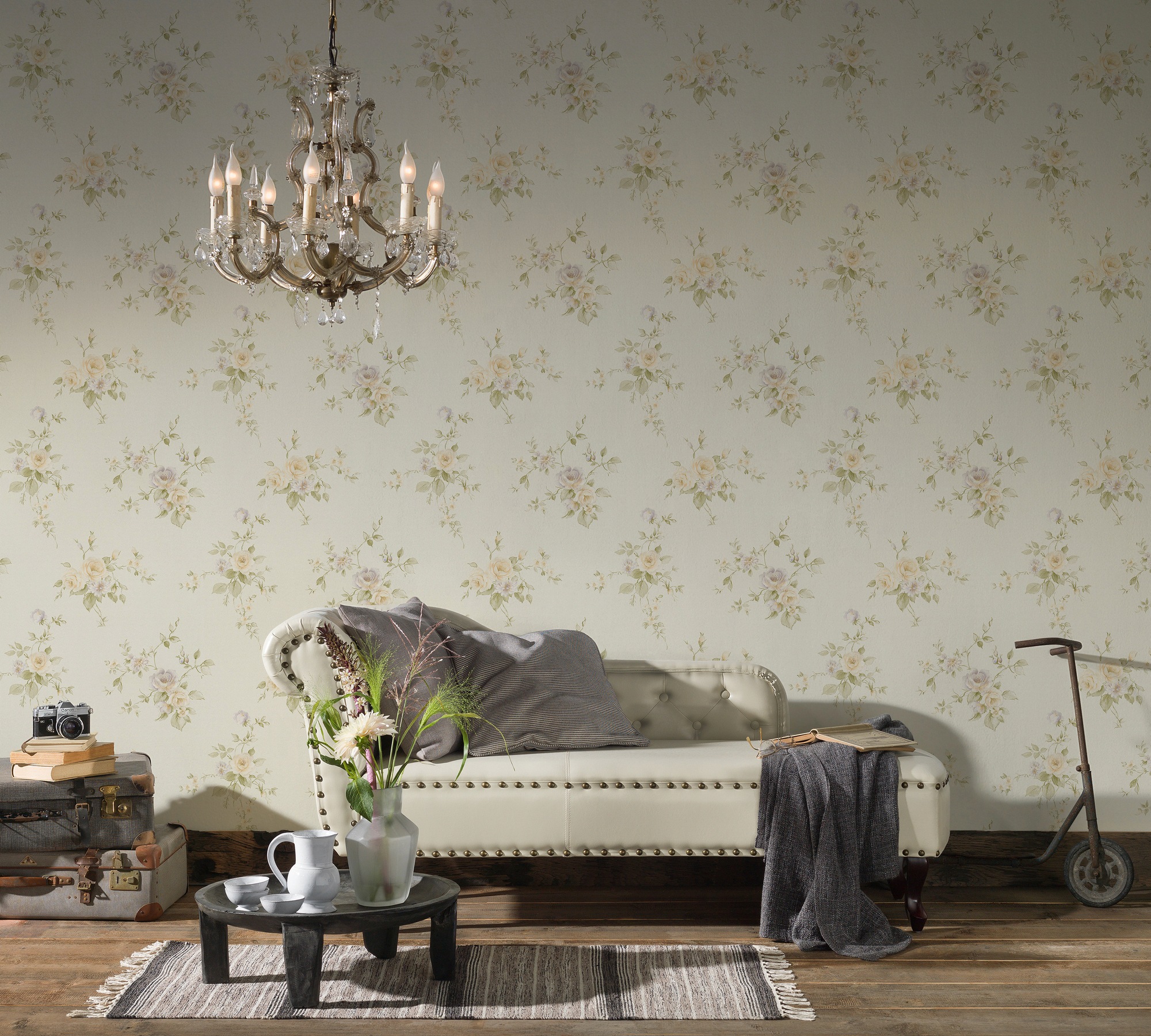 A.S. Création Vliestapete »Romantico romantisch floral«, floral-botanisch-Wald, Tapete Blumen Tapeten Wohnzimmer Schlafzimmer Küche modern Design Büro