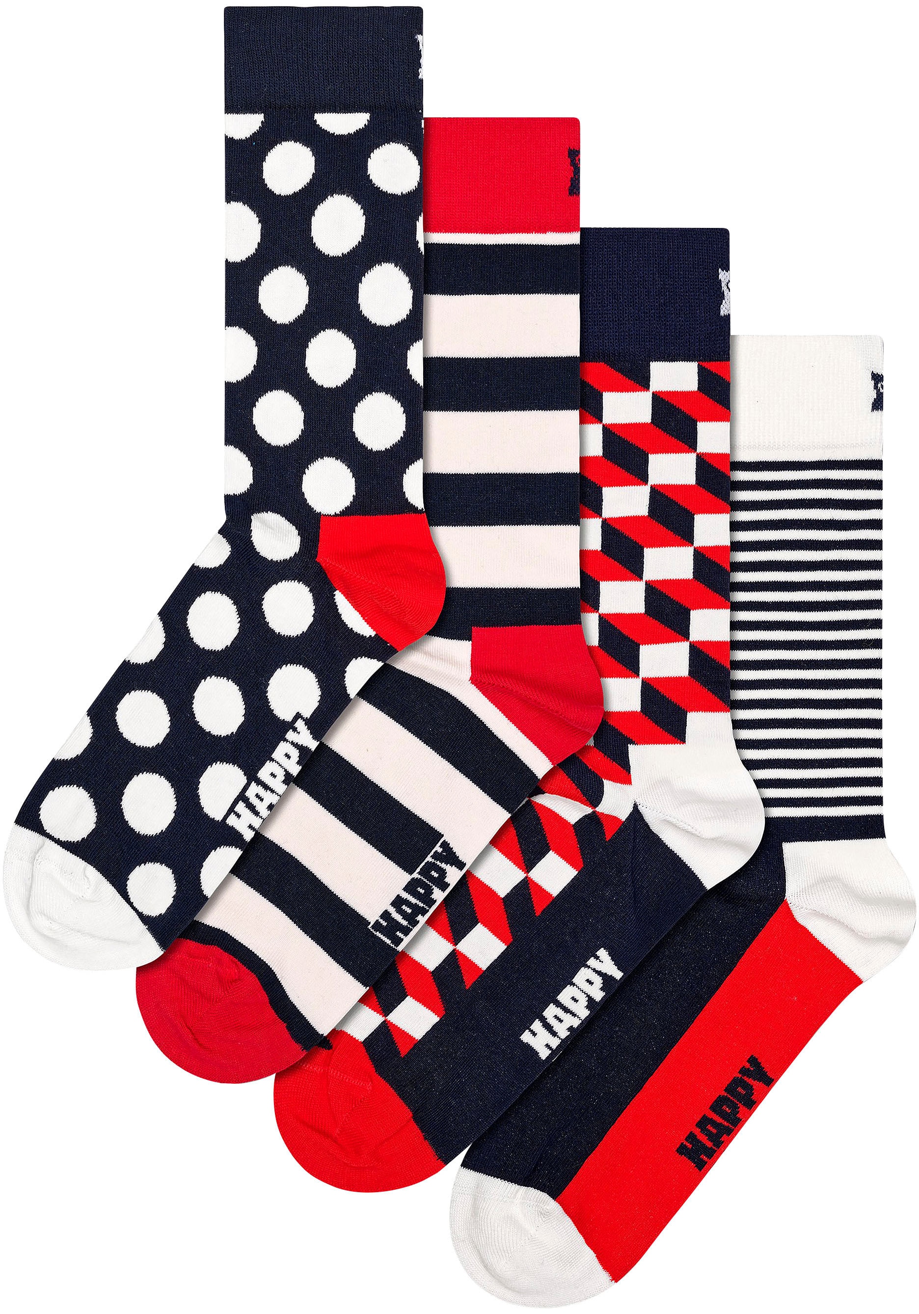 Happy Socks Socken »4-Pack Classic 4 Paar), BAUR online & Set«, Navy (Packung, bestellen Socks Gift Dots | Stripes