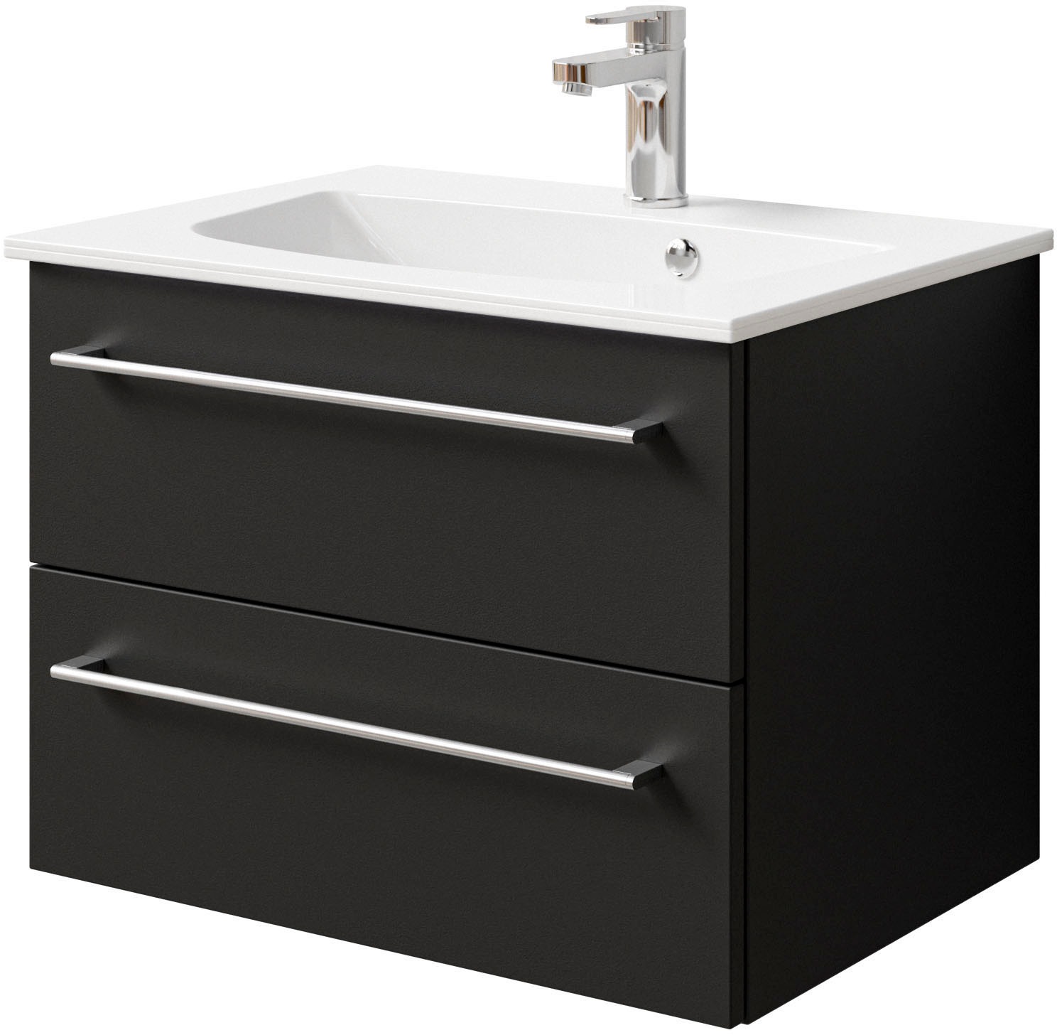 Saphir Badmöbel-Set »Serie 6025 2-teilig Mineralmarmor-Waschtisch mit LED-Spiegelschrank« 2 Stk. tlg.