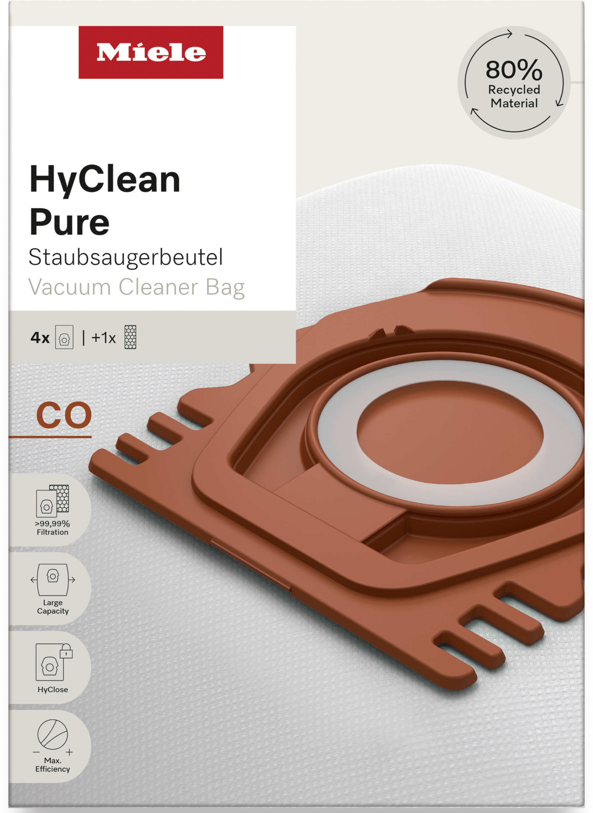 Miele Staubsaugerbeutel »HyClean Pure CO«, (Packung, 5 St.), Miele Original Zubehör, mit bester Filtrationsleistung