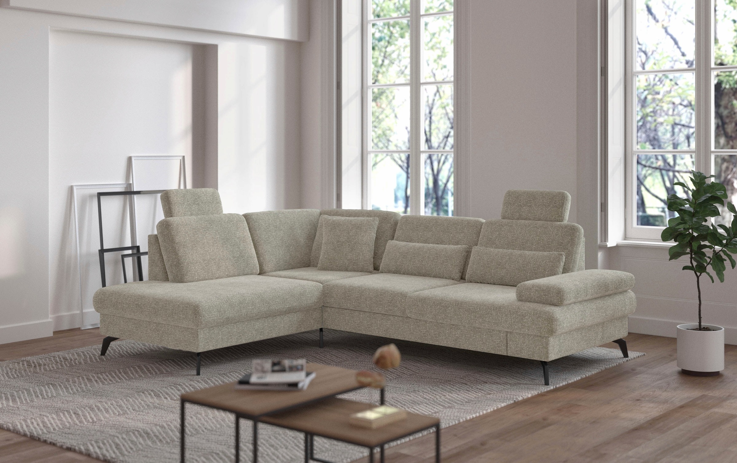 sit&more Ecksofa »Morris L-Form, inkl. Sitztiefenverstellung«, wahlweise mit Armteilverstellung, Bettfunktion & Bettkasten