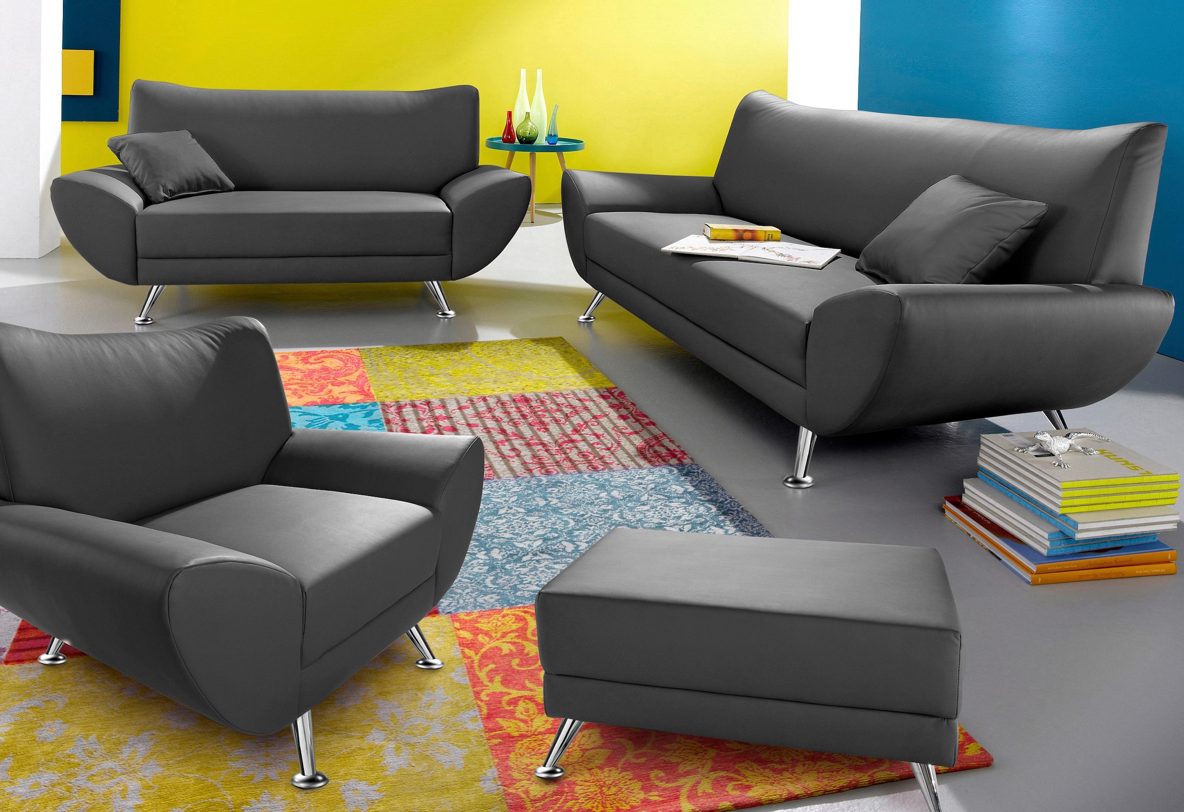 Home affaire Polstergarnitur »Saltare elegant & komfortabel, , 3-2-1, bequem, Designfuß, bodenfrei« 3 Stk. tlg. elegante Garnitur mit angenehmen Sitzkomfort und aktuellen Bezügen