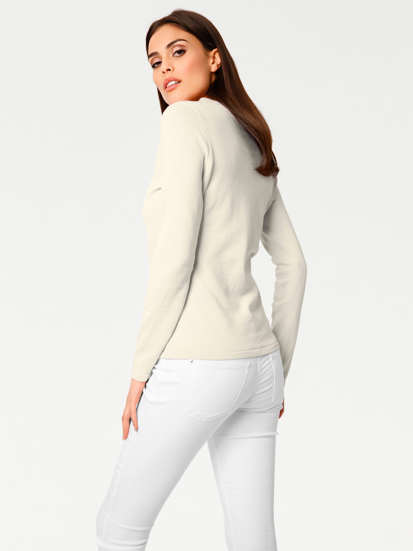 HEINE V-Pullover Sweater White 40 2