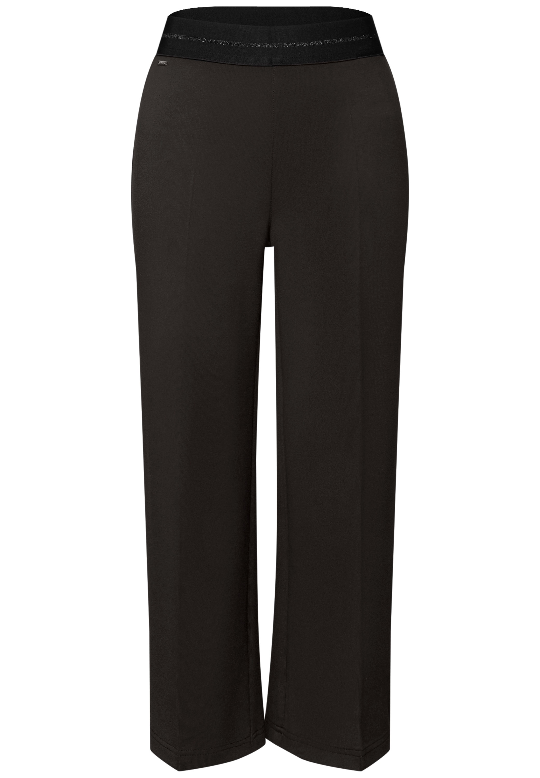 Stoffhose STREET ONE, Damen, Gr. 42, Länge 26, schwarzest braun, Stoff, 70% Viskose, 26% Polyester, 4% Elasthan, unifarben, comfort fit knöchellang, Hosen Stoffhose, High Waist 3