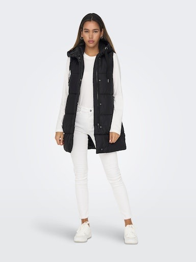 ONLY Steppweste »ONLASTA – Lange Steppweste mit Kapuze für kalte Tage«, regular fit, modisch, Web, Polyester, Kapuze