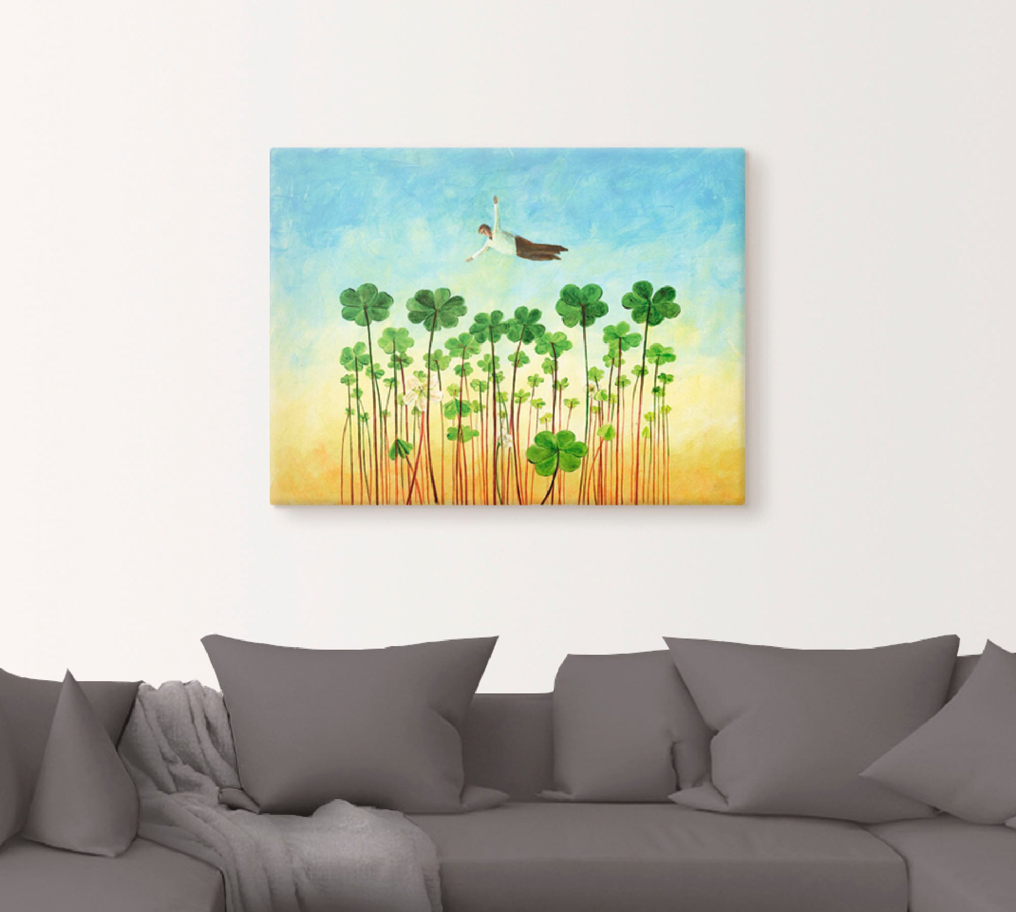 Artland Wandbild »Jemanden über den grünen Klee loben«, Mann, (1 St.), als Leinwandbild, Wandaufkleber oder Poster in versch. Größen