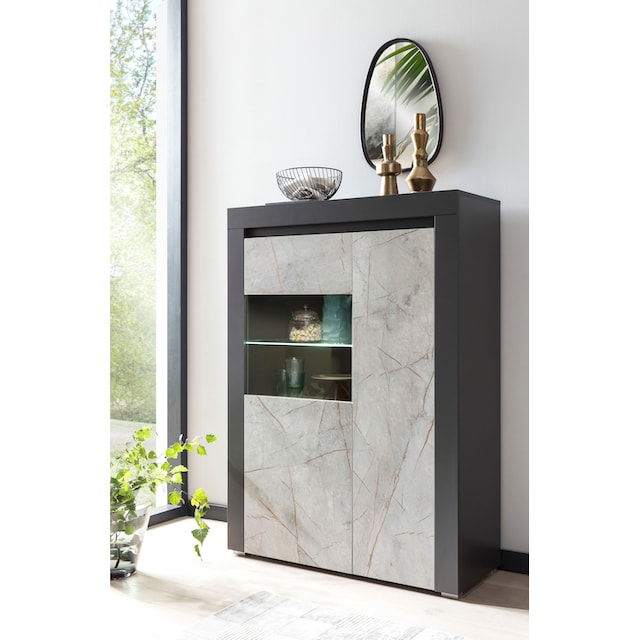 Home affaire Vitrine »Stone Marble«, mit einem edlen Marmor-Optik Dekor,  Breite 95 cm kaufen | BAUR