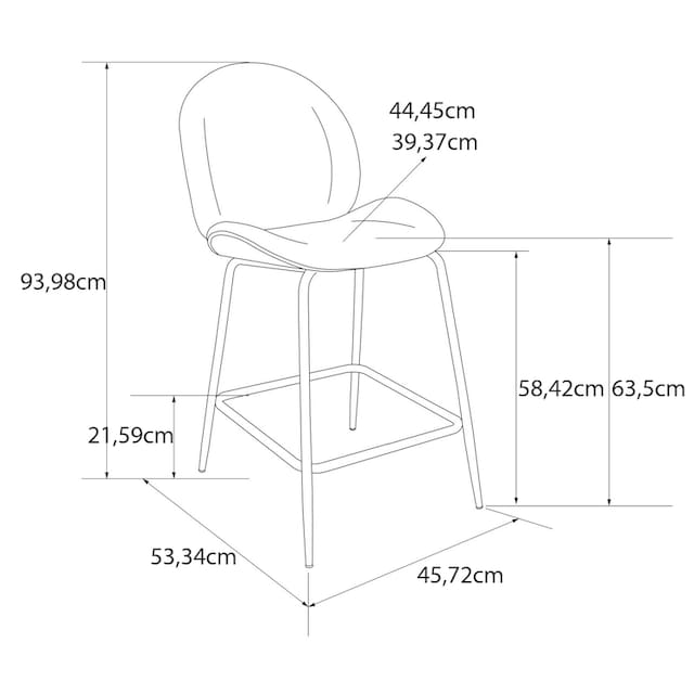 CosmoLiving by Cosmopolitan Barhocker »Astor«, (1 St.), Sitz und Rücken  gepolstert, messingfarbenenes Gestell, Sitzhöhe 63 cm | BAUR