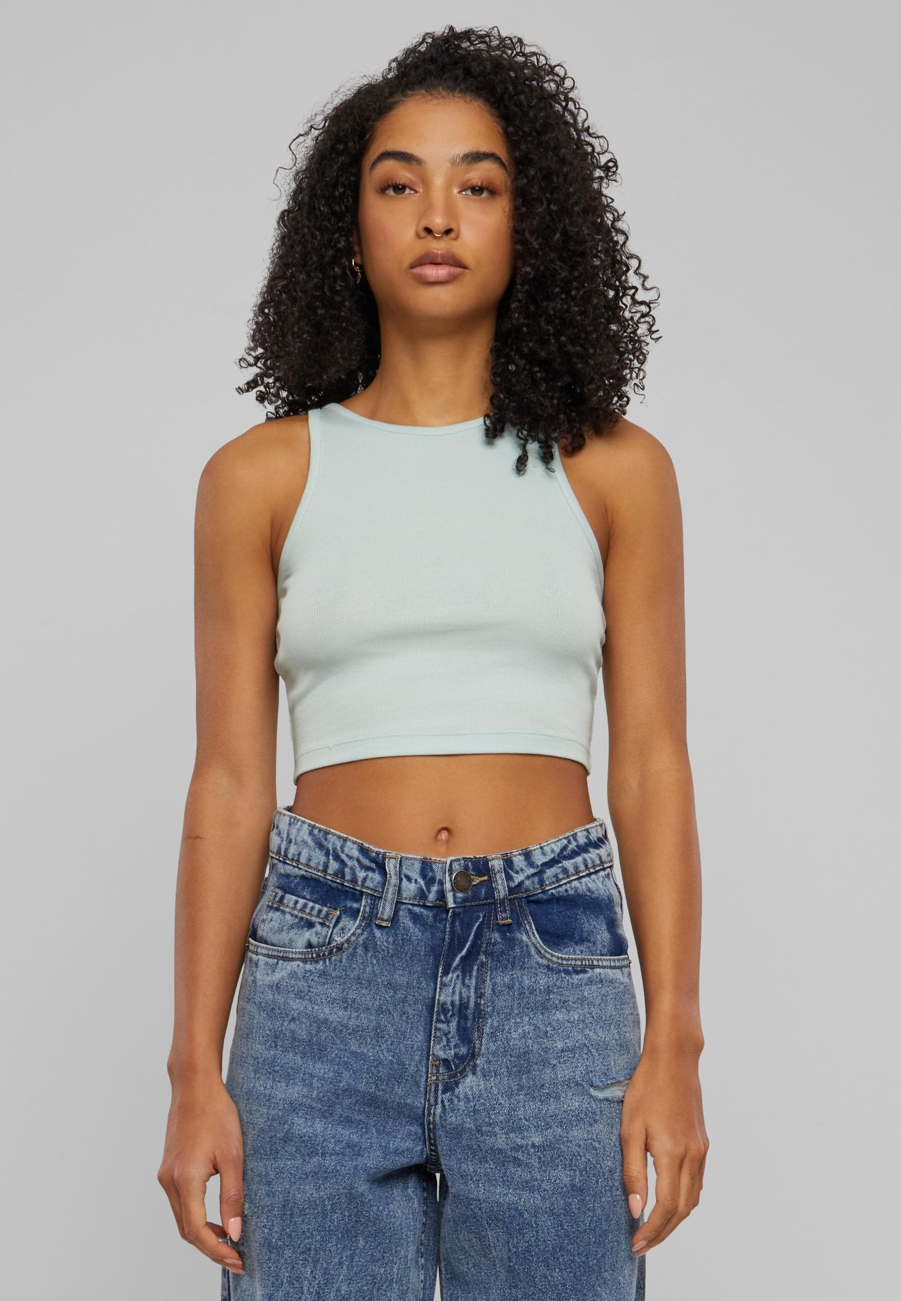 URBAN CLASSICS Muskelshirt »Urban Classics Damen Ladies Organic Cropped Rib Top«, (1 tlg.)