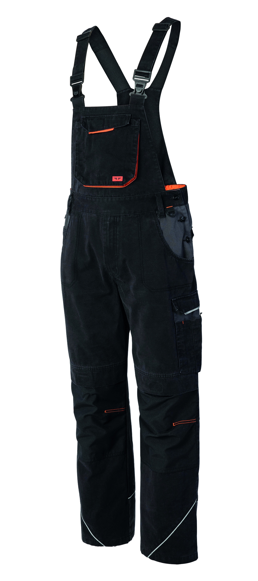 Herren Arbeitslatzhose "EDMONTON Pro Workwear Arbeits-Cargo-Latzhose", schwarz, Gr. 58, HERO BY JOHN MEDOOX, Sweatware, 65% Polyester, 35% Baumwolle,