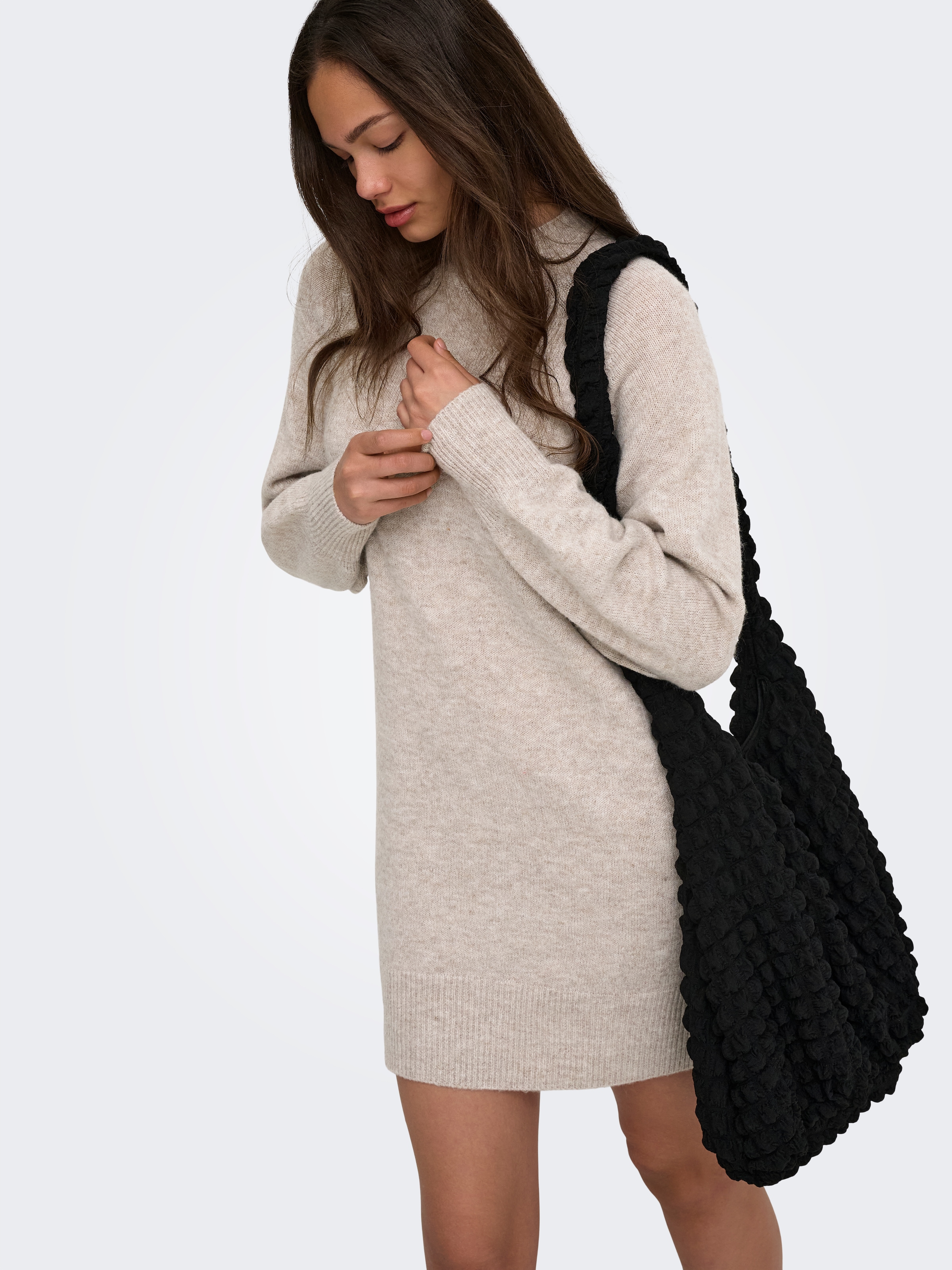 ONLY Strickkleid »ONLOLIVIA LS HIGH NECK DRESS CC KNT« Materialmix, regular fit