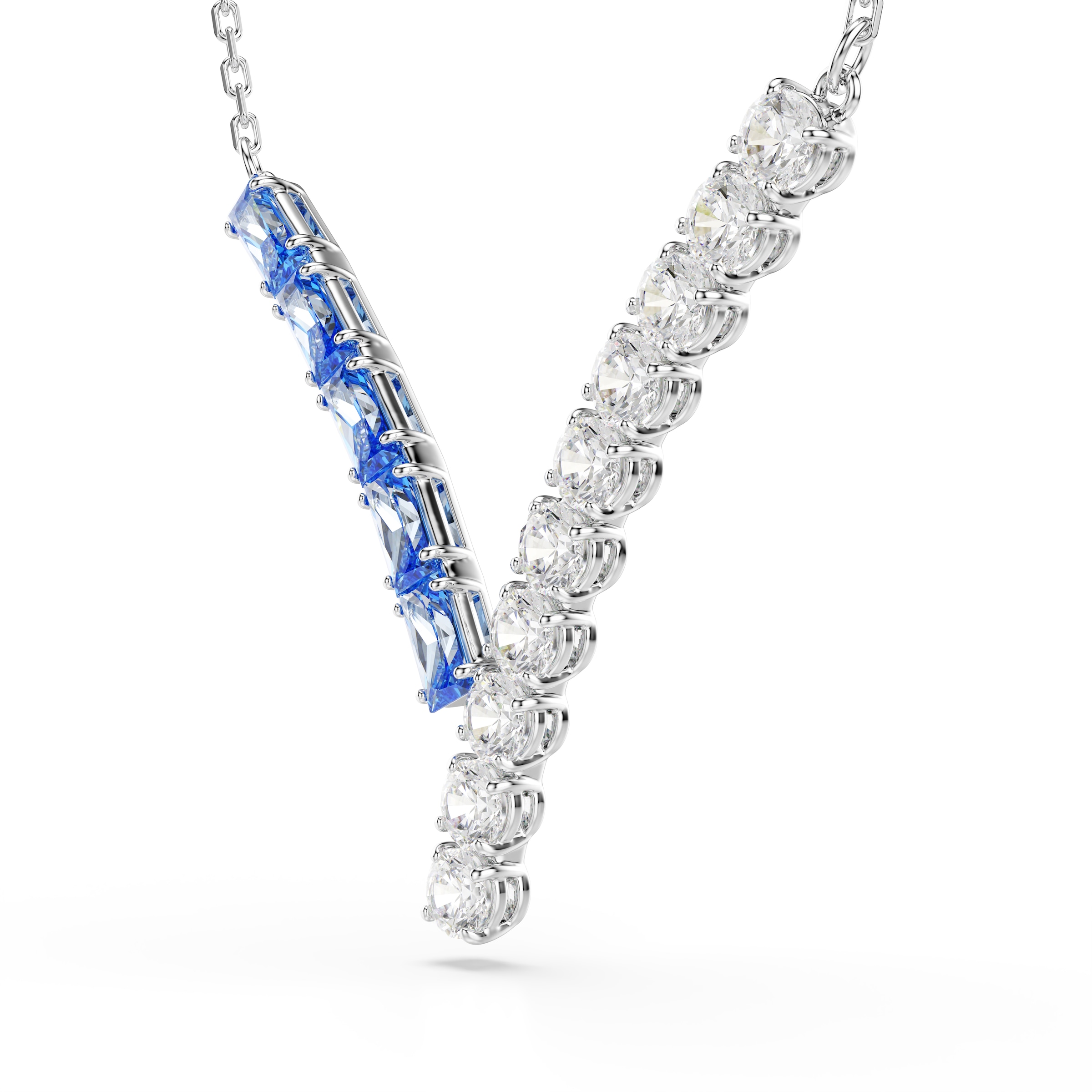Kette mit Anhänger SWAROVSKI "Schmuck Geschenk Matrix Halskette", bunt (metallfarben, kristallweiß, blau), Halsketten, Damen, Metall, mit Swarovski Kristall, Swarovski Zirkonia (synth.) 2