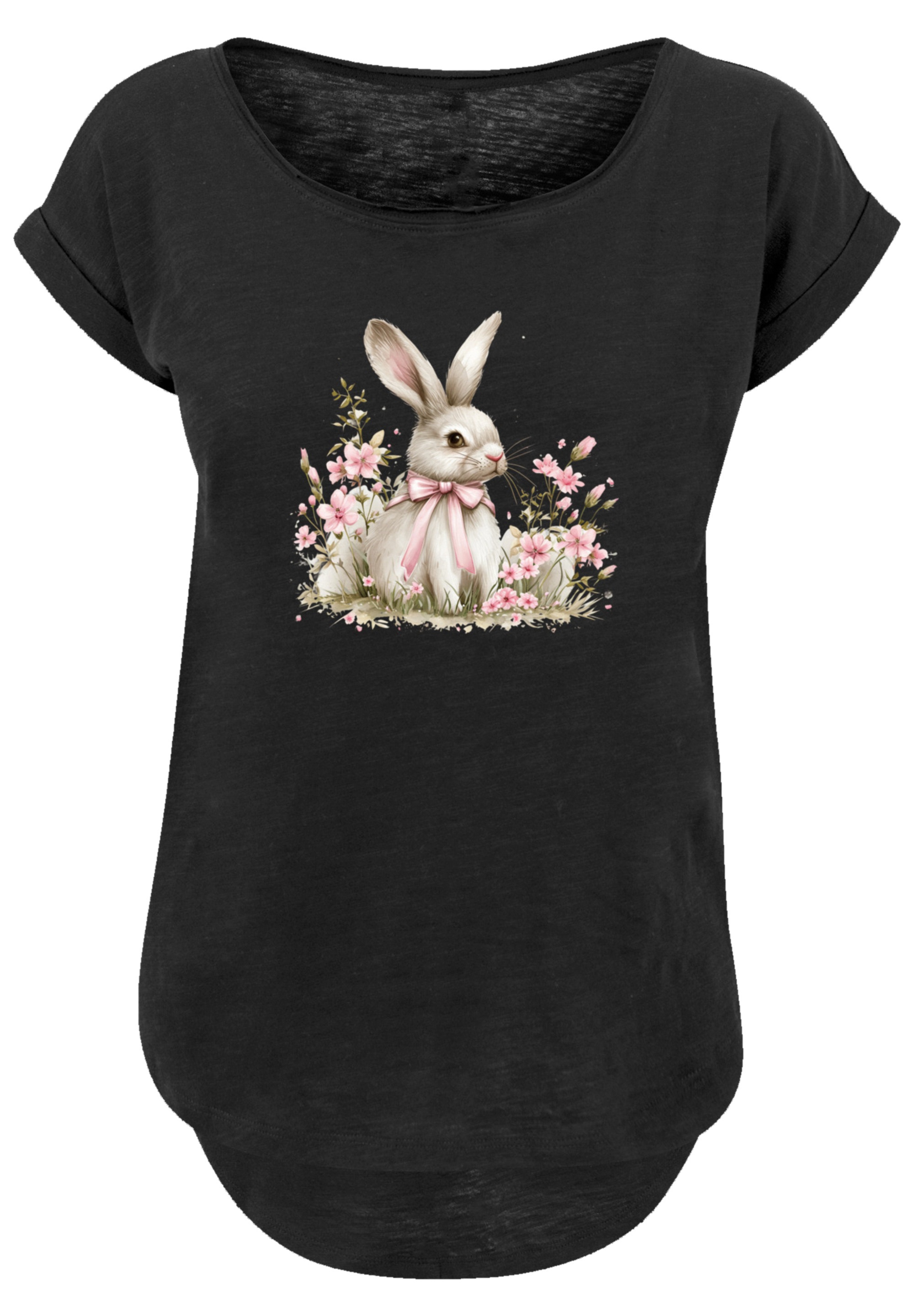 F4NT4STIC T-Shirt »Niedlicher Osterhase mit Blumen«, Premium Qualität