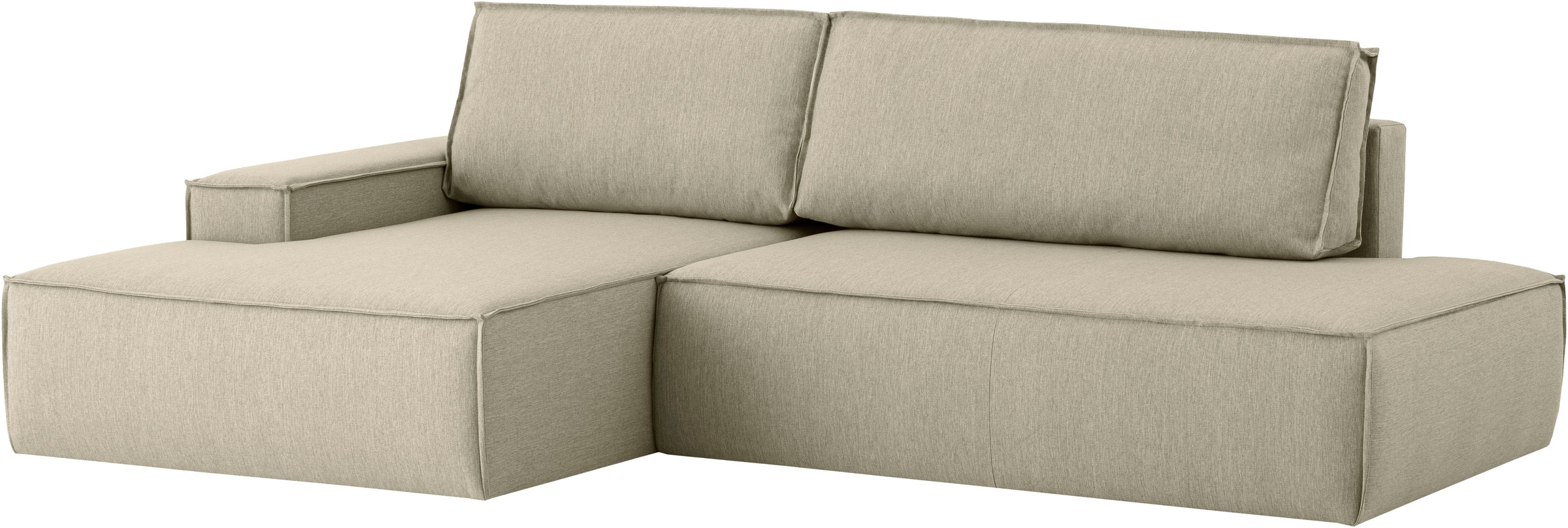 Home affaire Ecksofa »SHERWOOD, Schlafsofa in L-Form offen (275cm), Cord, Leinenoptik«, Schlaffunktion und Bettkasten, Kedernaht, hoher Sitz- & Liegekomfort
