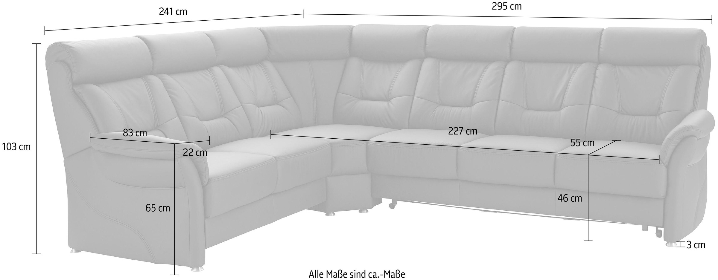 Places of Style Ecksofa »Sardinien L-Form«, mit Kopfteilverstellung, wahlweise mit Bettfunktion