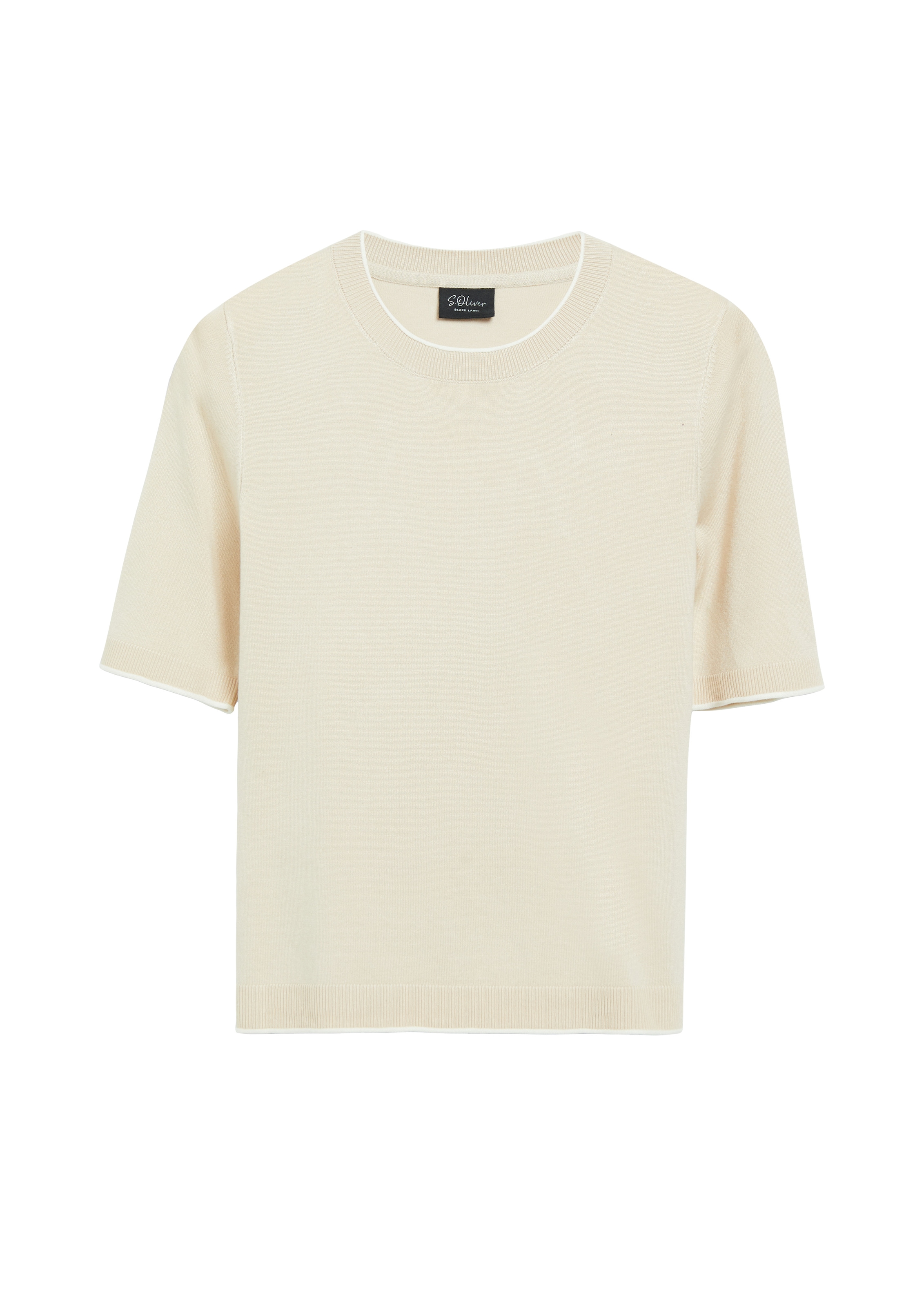 s.Oliver BLACK LABEL Strickpullover Halbarm Sommerpullover mit Viskose / Rundhals