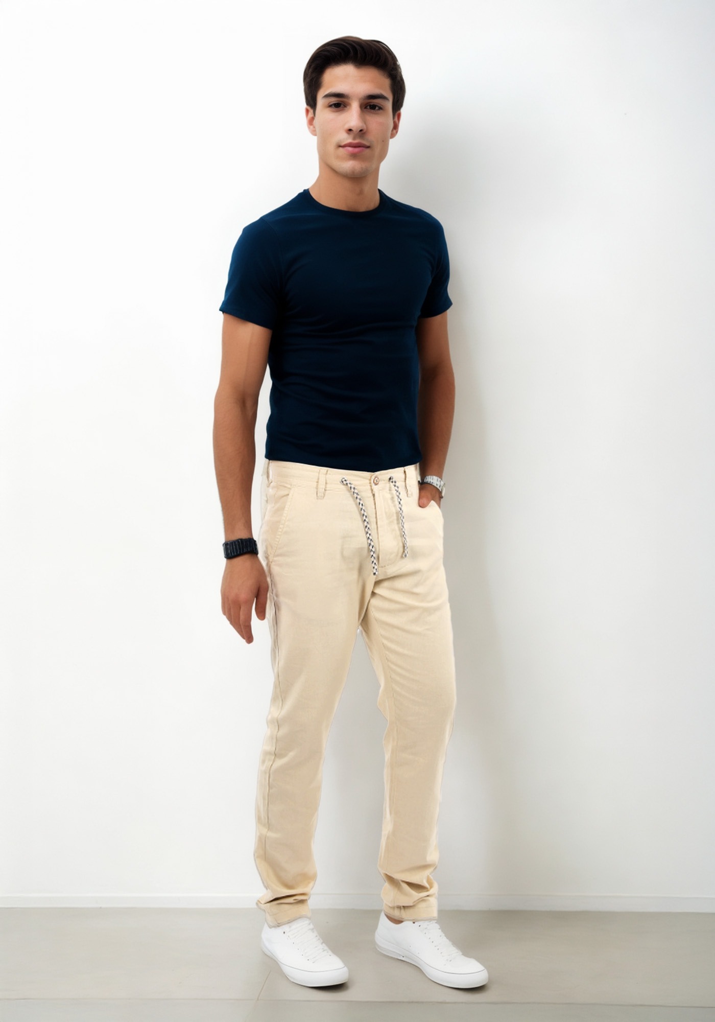 Indicode Stoffhose "Inboris" mit innen liegendem Kordelzug günstig online kaufen