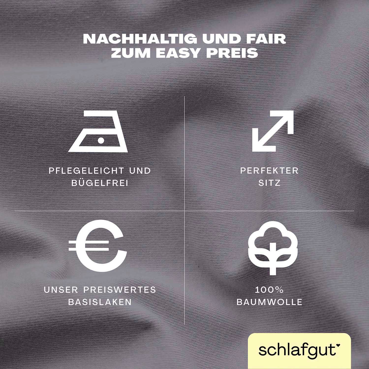 Thumbnail - Schlafgut Spannbettlaken "EASY aus 100% Baumwolle, weich & saugfähig, Marken-Bettlaken", für Matratzen bis 22 cm Höhe, i...