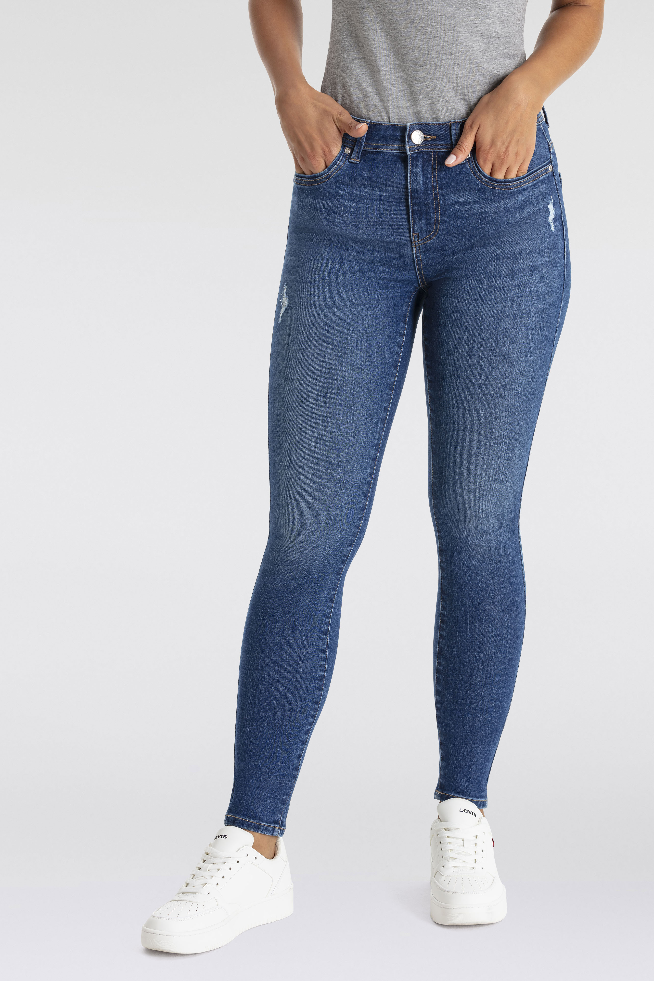 ONLY Skinny-fit-Jeans "ONLWOW – Skinny-Jeans mit Stretch für schlanke Silhouette" Denim, skinny fit, destroyed Effekte
