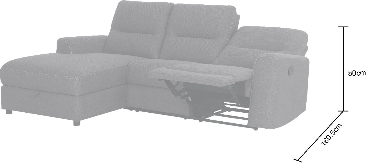 Home affaire Ecksofa »VENOIR, L-Form, 250 cm, manuelle u. elektrische Funktion (m. USB A/C)«, Stauraum unter der Recamiere, 2. Staufach, Federkern