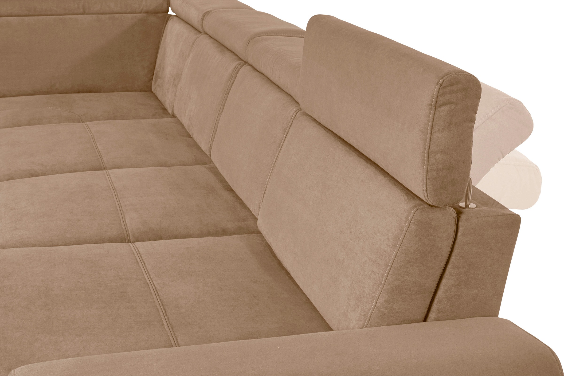 sit&more Wohnlandschaft »Gizeh U-Form«, 15 cm Fußhöhe, inklusive Sitztiefenverstellung und Kopfteilverstellung