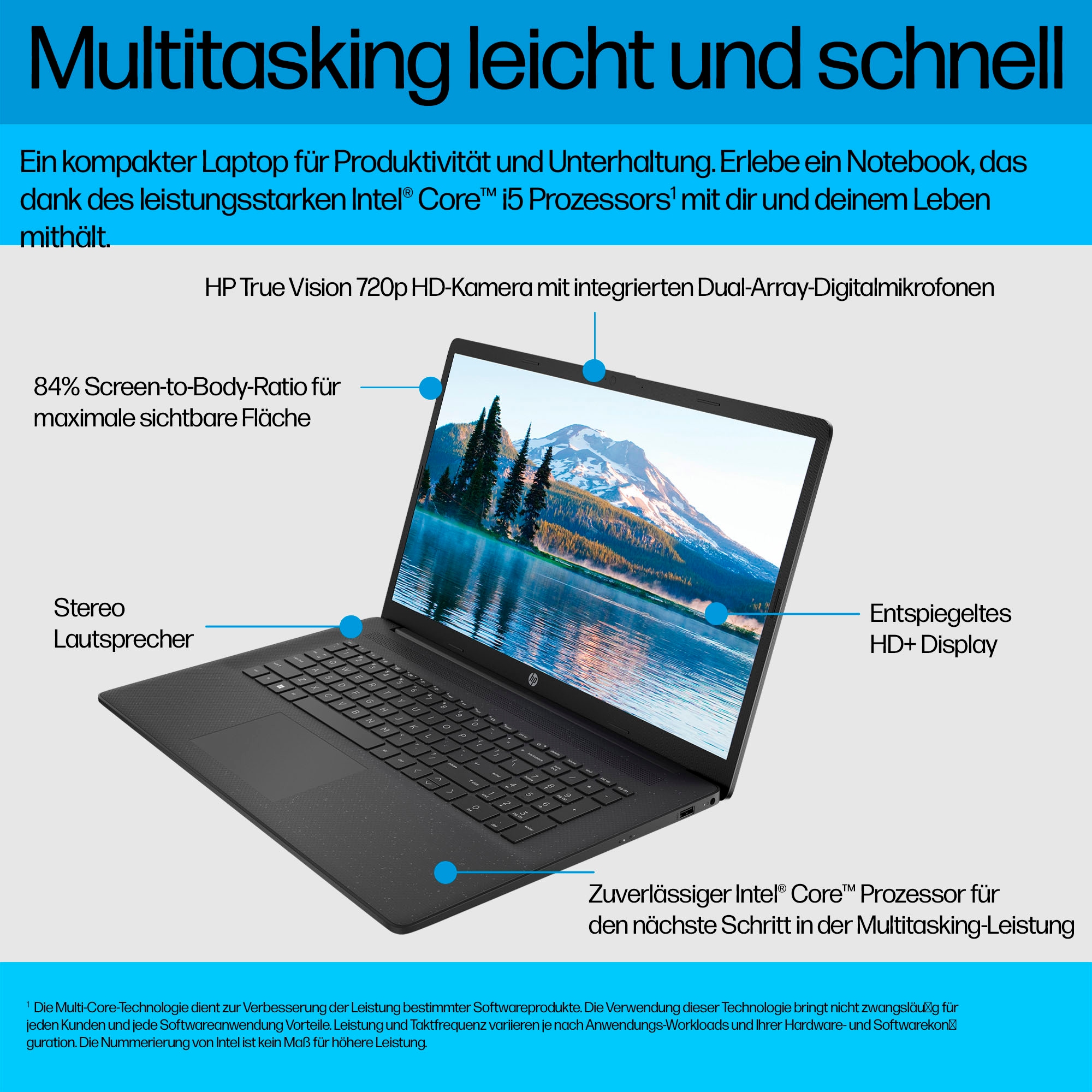 HP Notebook »17-cp3277ng«, 43,9 cm, / 17,3 Zoll, AMD, Ryzen 3, Radeon Graphics, 512 GB SSD
