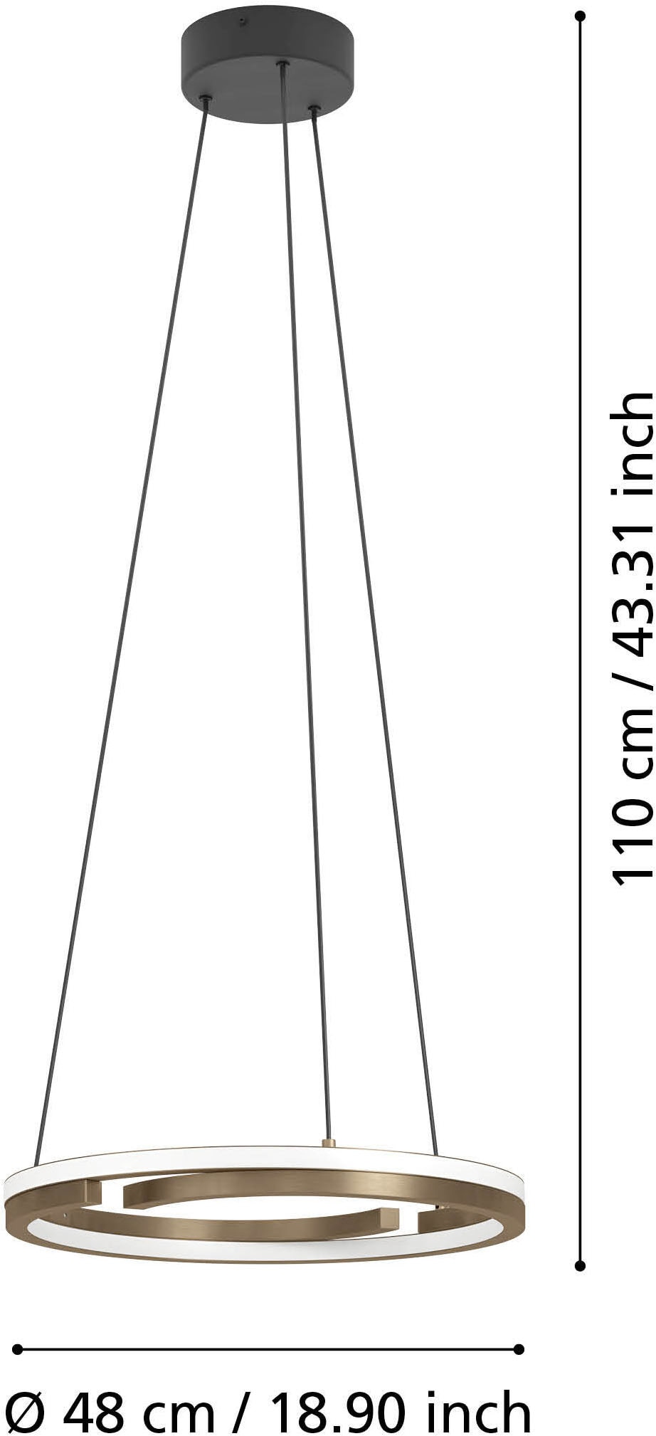 EGLO Hängeleuchte »MEZZOMONTE Pendellampe - Alu, Stahl - LED;LED - 1X20W;1X20W - IP20« LED-Modul 1 Stk. Kaltweiß | Neutralweiß | Warmweiß Hängelampe, Deckenlampe, Wohnzimmer, Esszimmer, H110 x Ø48 cm