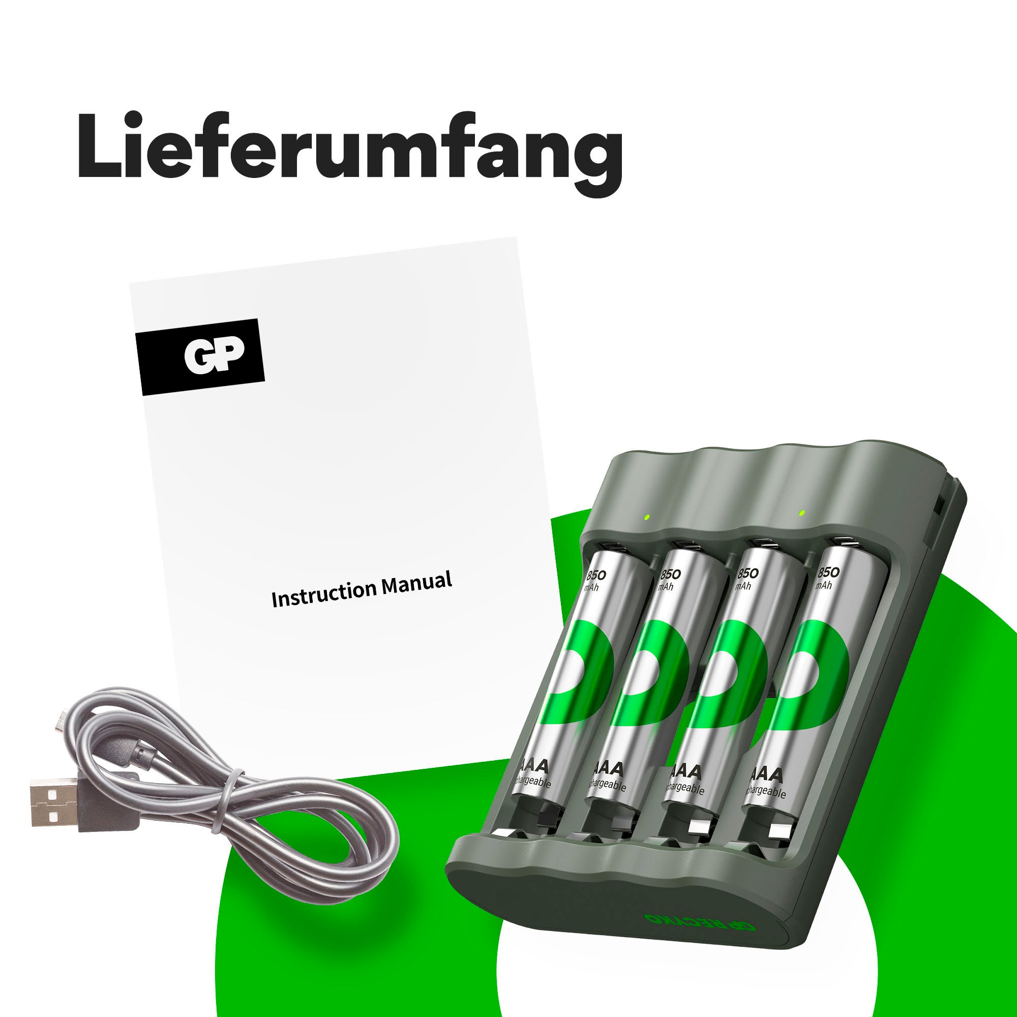 GP Batteries Batterie-Ladegerät »Free Charger B441U + 4x 850mAh AAA«
