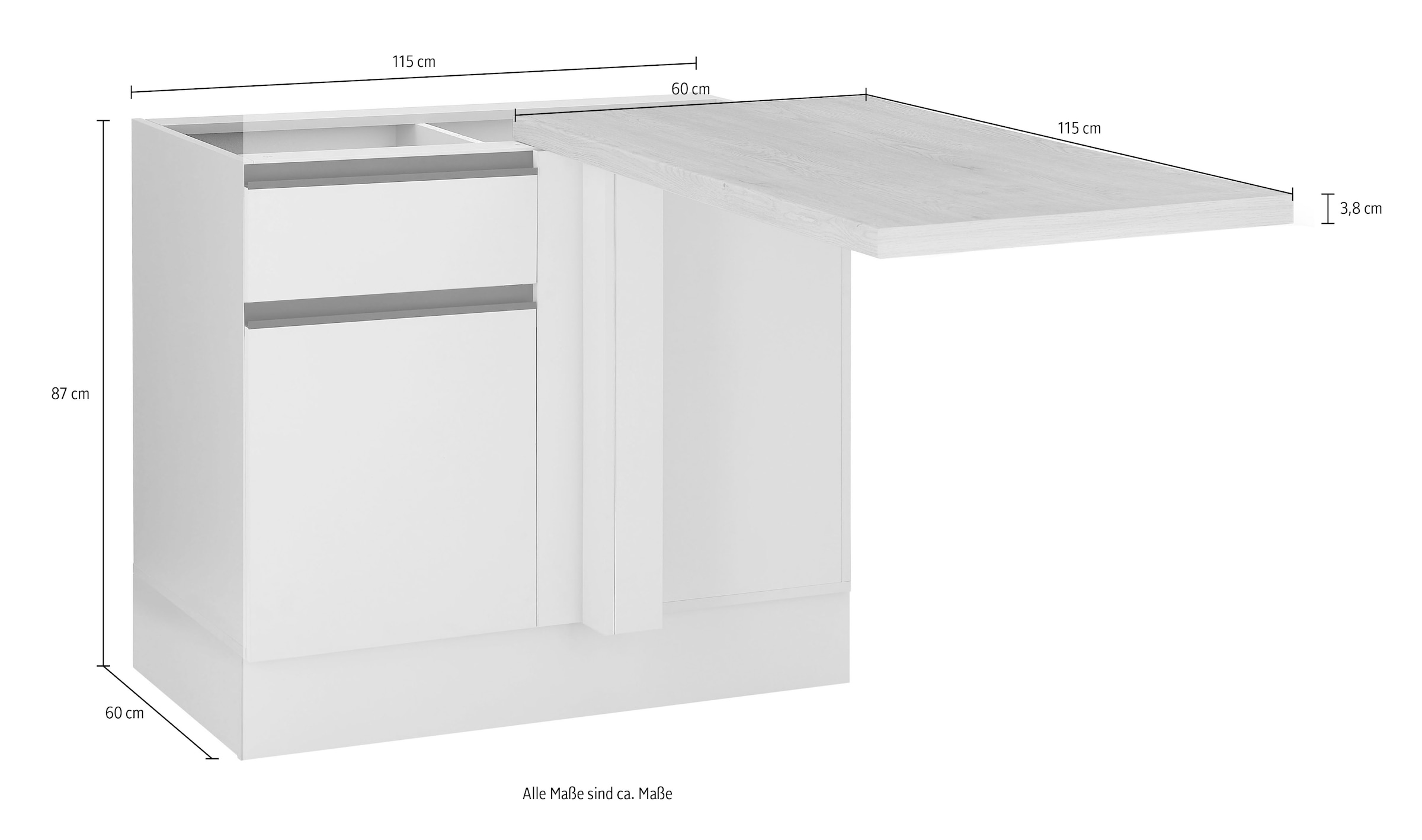 BASIC by Balculina Eckunterschrank »Nizza B/H/T 115x87x60 cm« 1 Stk. tlg. Breite 115 cm, Softclose