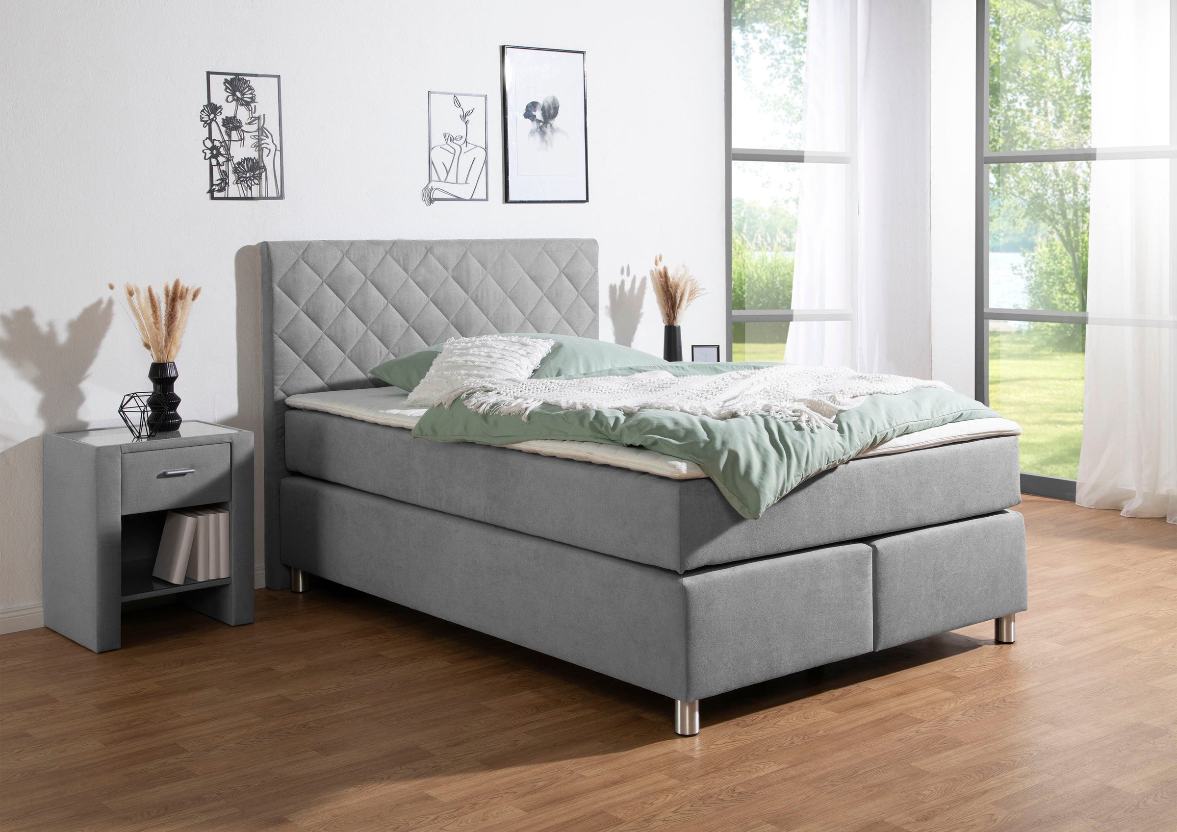 Leonique Boxspringbett »Bernard, in verschiedenen Breiten«, inkl. Topper, Matratze in H2, H3 oder H4 erhältlich