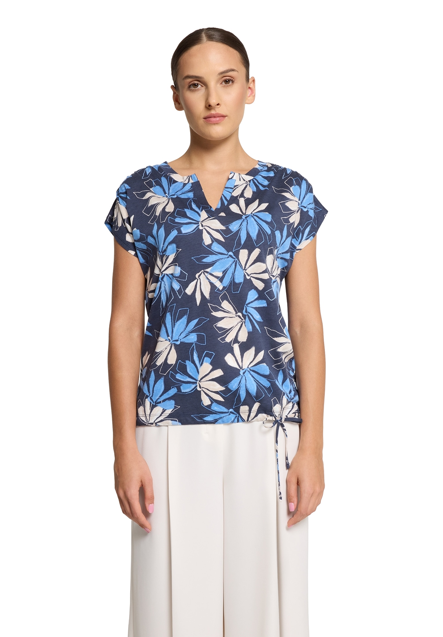 Betty&Co Kurzarmshirt "Damen Casual-Shirt mit Tunnelzug", 1 Stk. Druck günstig online kaufen