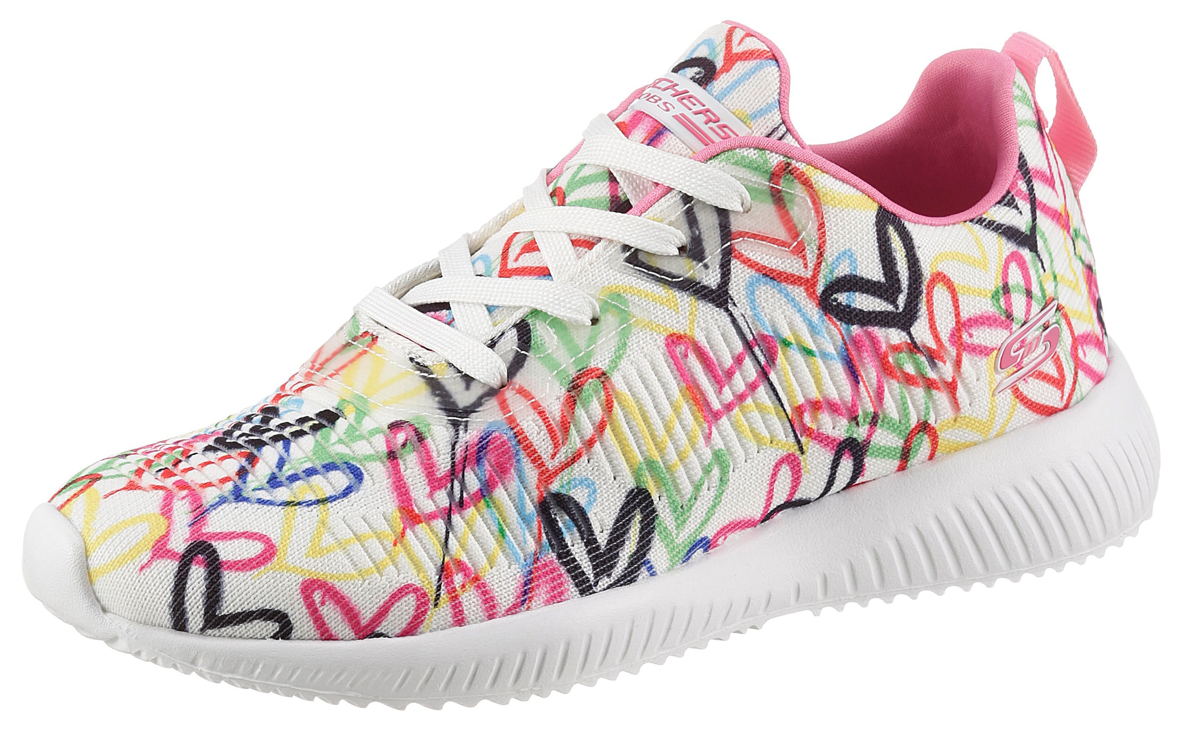 Skechers Sneaker "BOBS SQUAD", mit Allover-Herzchenprint, Freizeitschuh, Halbschuh, Schnürschuh