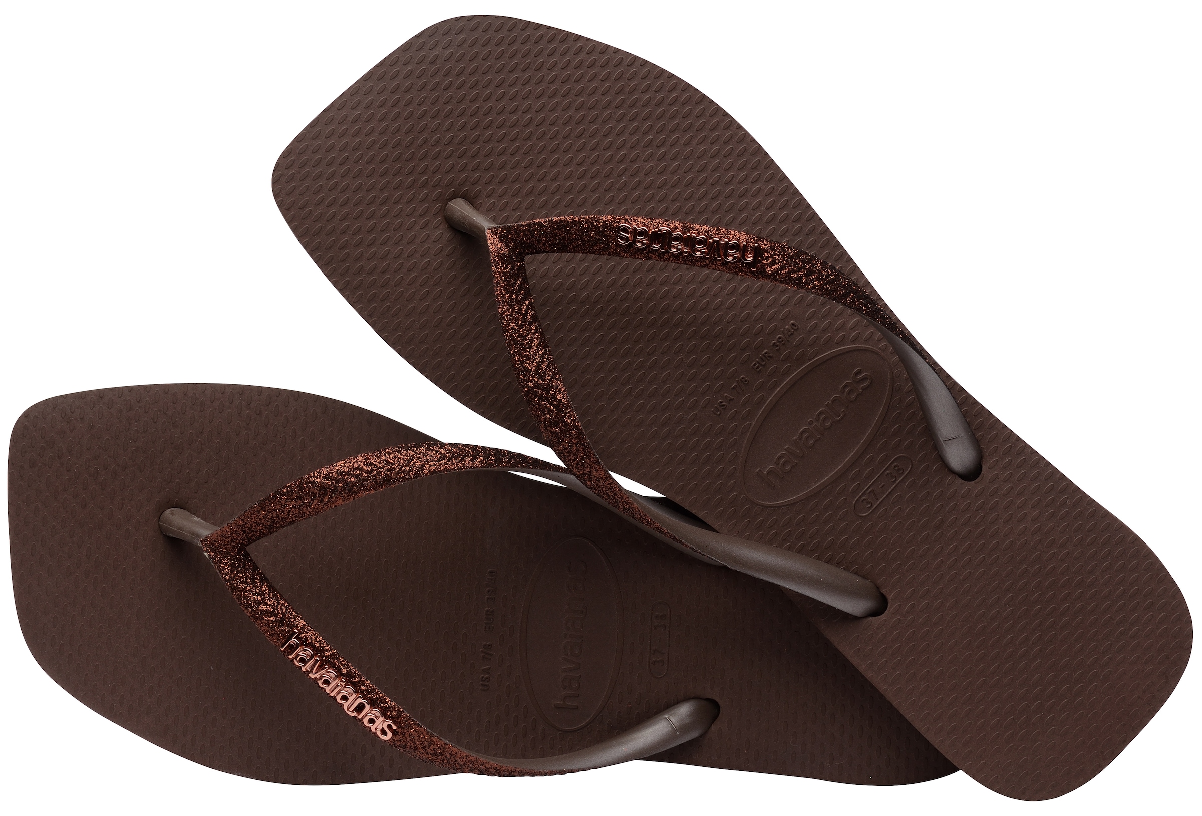 Havaianas Zehentrenner »SQUARE GLITTER«, Sommerschuh, Schlappen, Poolsildes mit Glitter